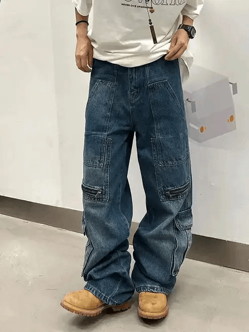 Jean Streetwear Patchwork Wide Leg Jeans Size US 30 / EU 46 - 4 Thumbnail