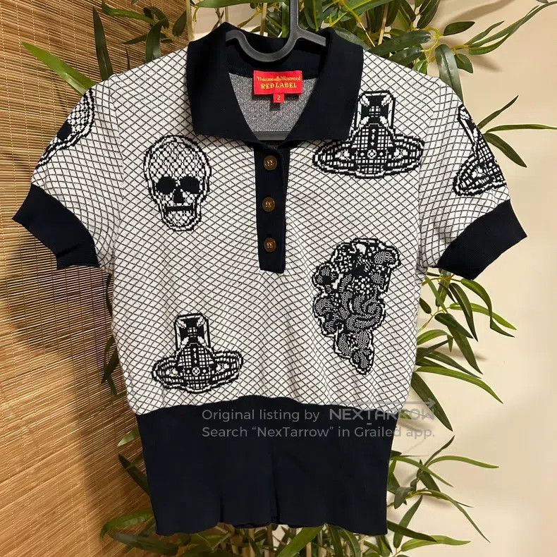 Vivienne Westwood Vivienne Westwood Saturn Skull Short Sleeve Knit Top Size M / US 6-8 / IT 42-44 - 2 Thumbnail