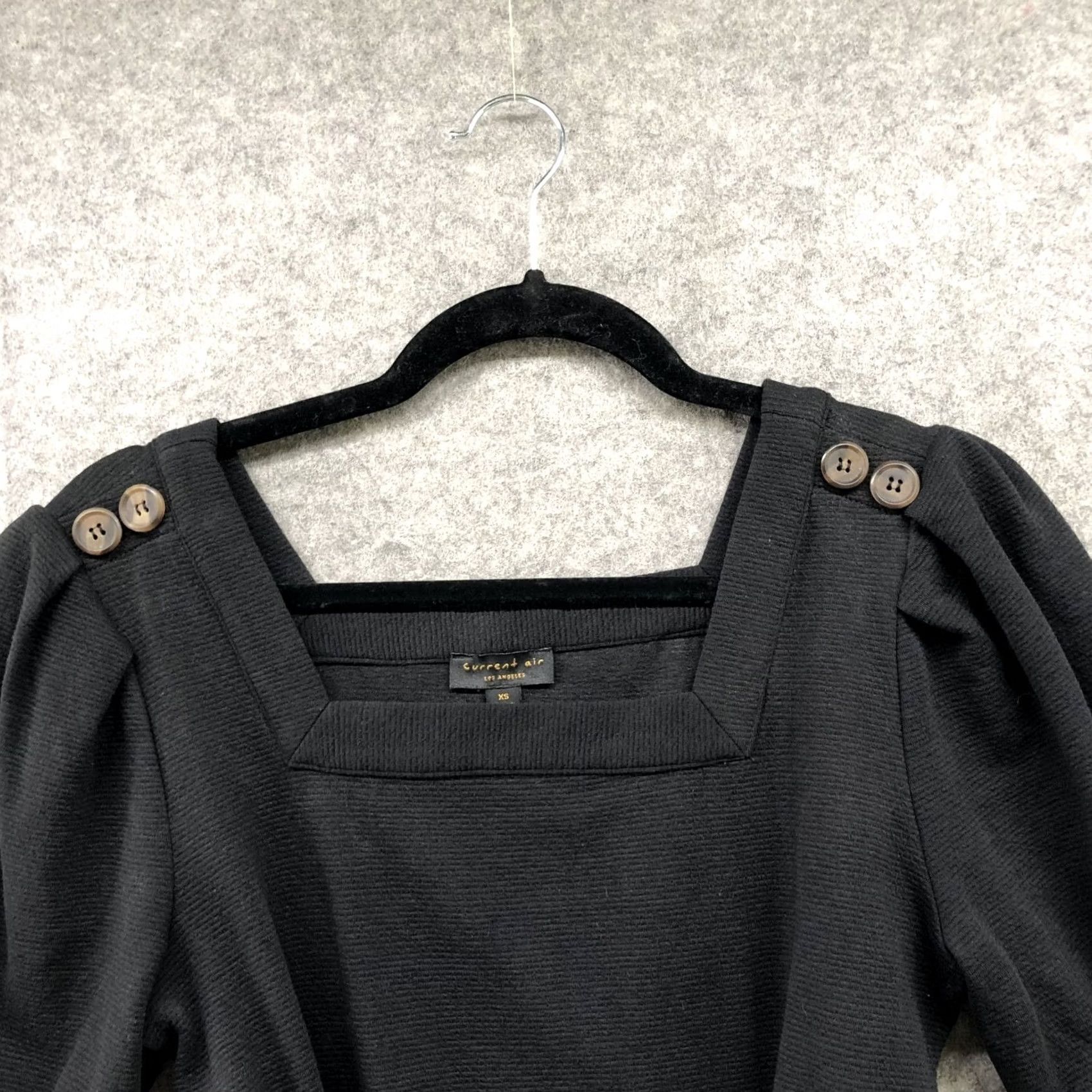 Anthropologie Current Air Square Neck Puff Sleeve Top Womens XS Black Tie Waist Size XS / US 0-2 / IT 36-38 - 4 Thumbnail