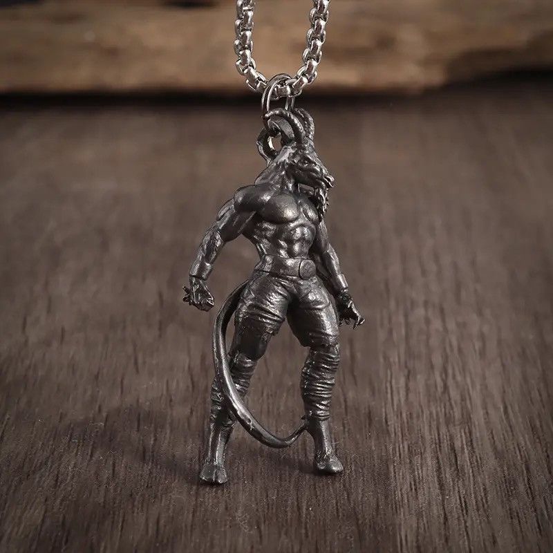 Jewelry Gothic Demon Sheep Head Satanic Warrior Lucifer Necklace Size ONE SIZE - 4 Thumbnail