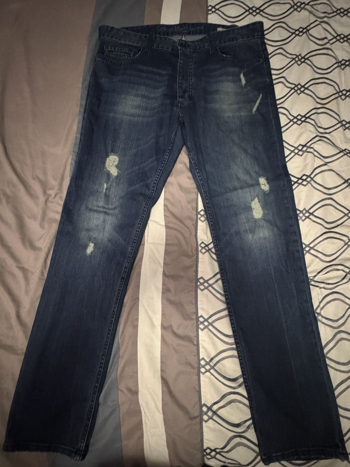 Blue Ripped Slim Fit Jeans
