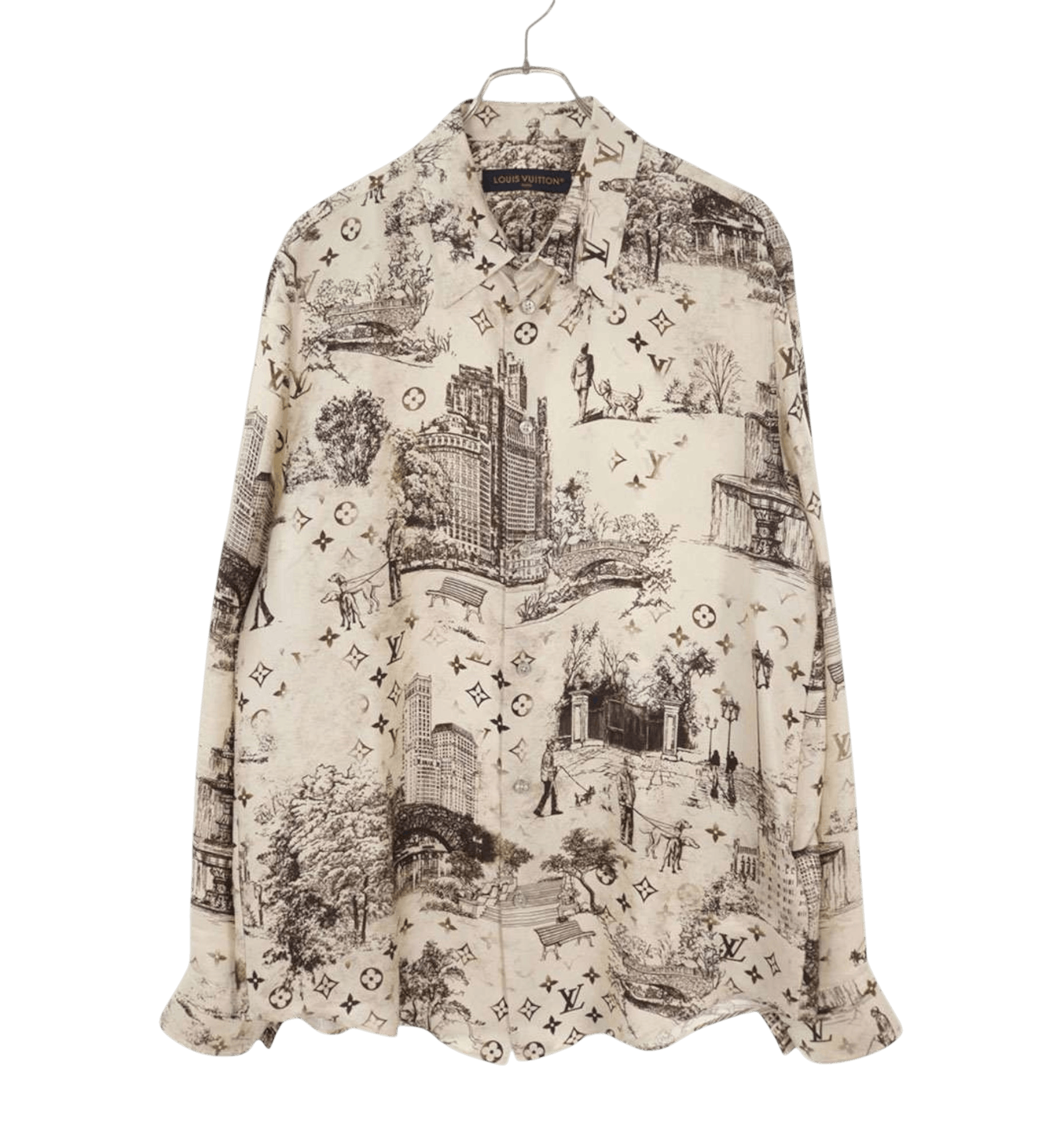 【Louis Vuitton】　シティー・ドッグ・プリントシャツ Louis Vuitton Louis Vuitton Silk City Walking Dog logo Printed