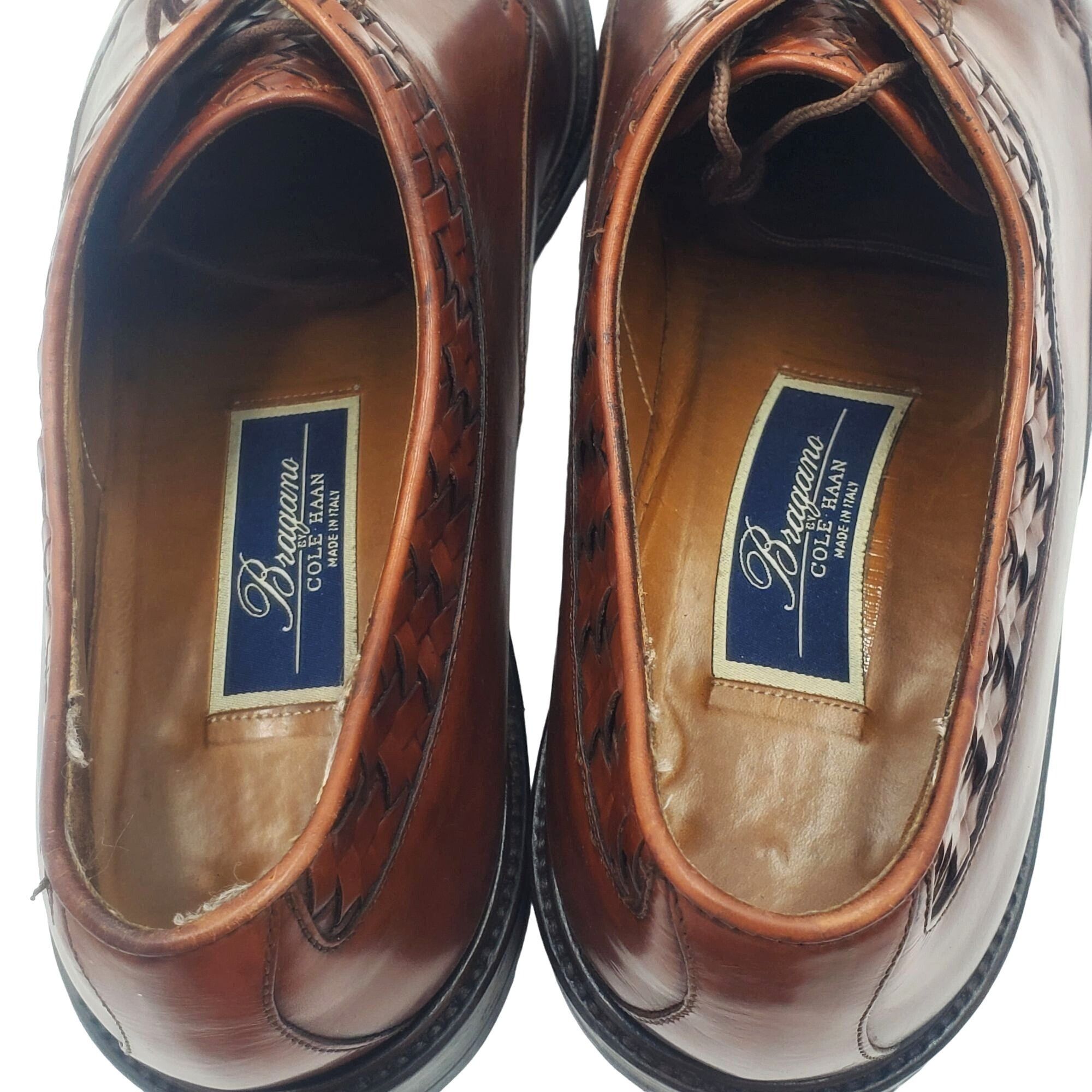 Cole Haan Italy Bragano Cole Haan Men's size 11.5B Brown Leather Woven Size US 11.5 / EU 44-45 - 8 Thumbnail