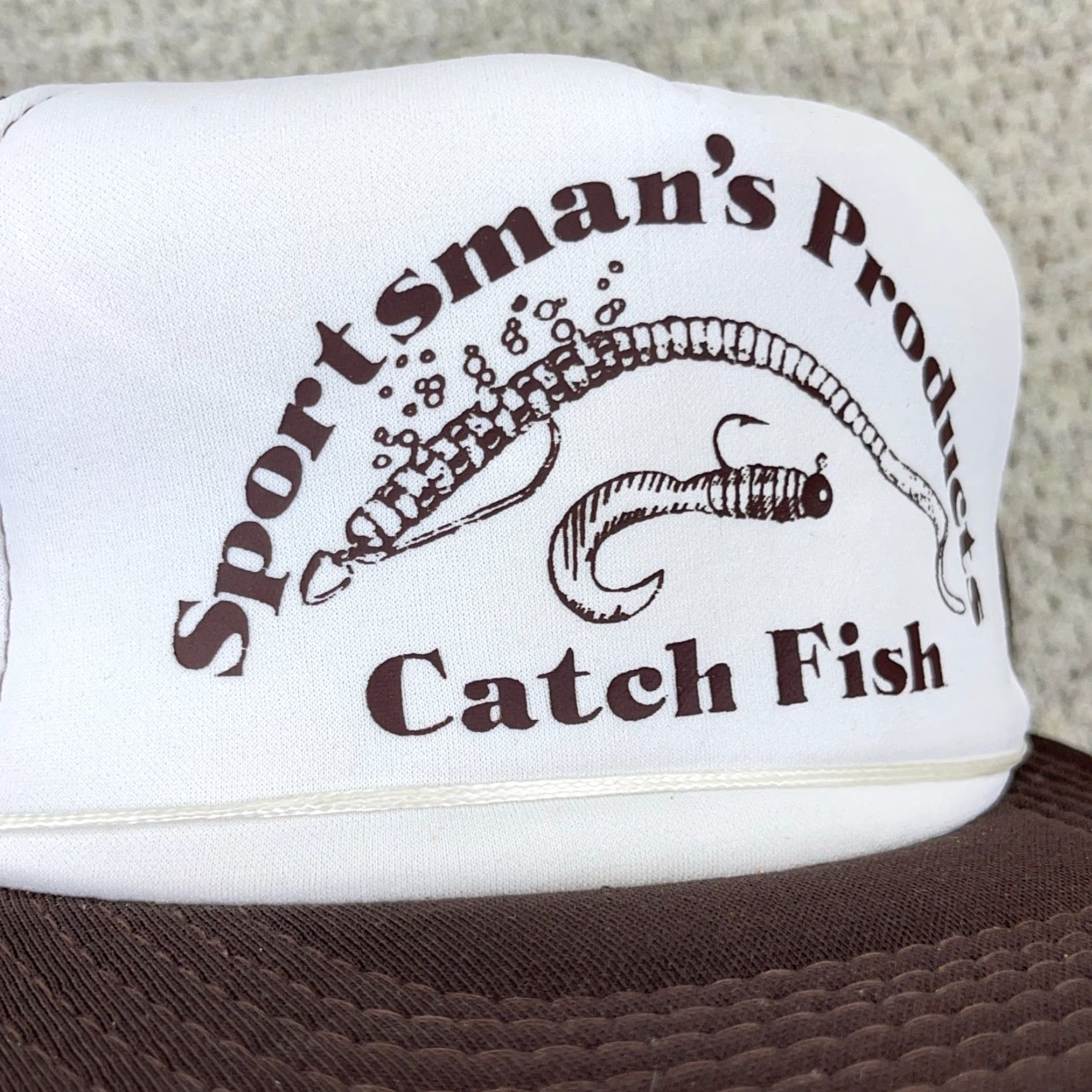 Vintage VINTAGE Fishing Trucker Hat Cap SnapBack 90s Y2K Brown White Lures Sportsman Hat Size ONE SIZE - 2 Thumbnail
