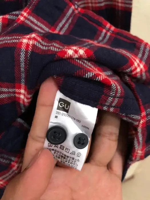 Flannel Japanese Brand GU Plaid Tartan Flannel Shirt 👕 Size US XL / EU 56 / 4 - 3 Thumbnail
