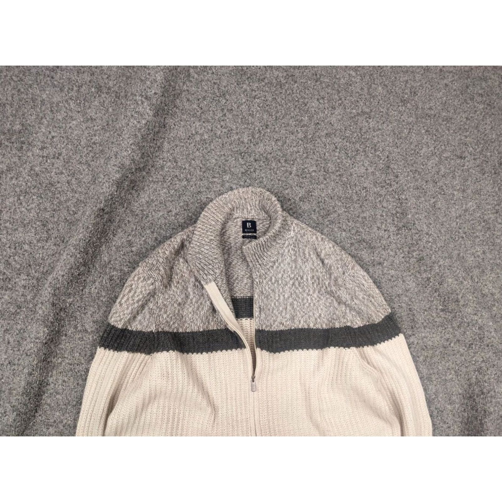 Vintage Boggi Milano Italy cashmere blend Full Zip Knit Beige Jumper Size US L / EU 52-54 / 3 - 2 Thumbnail