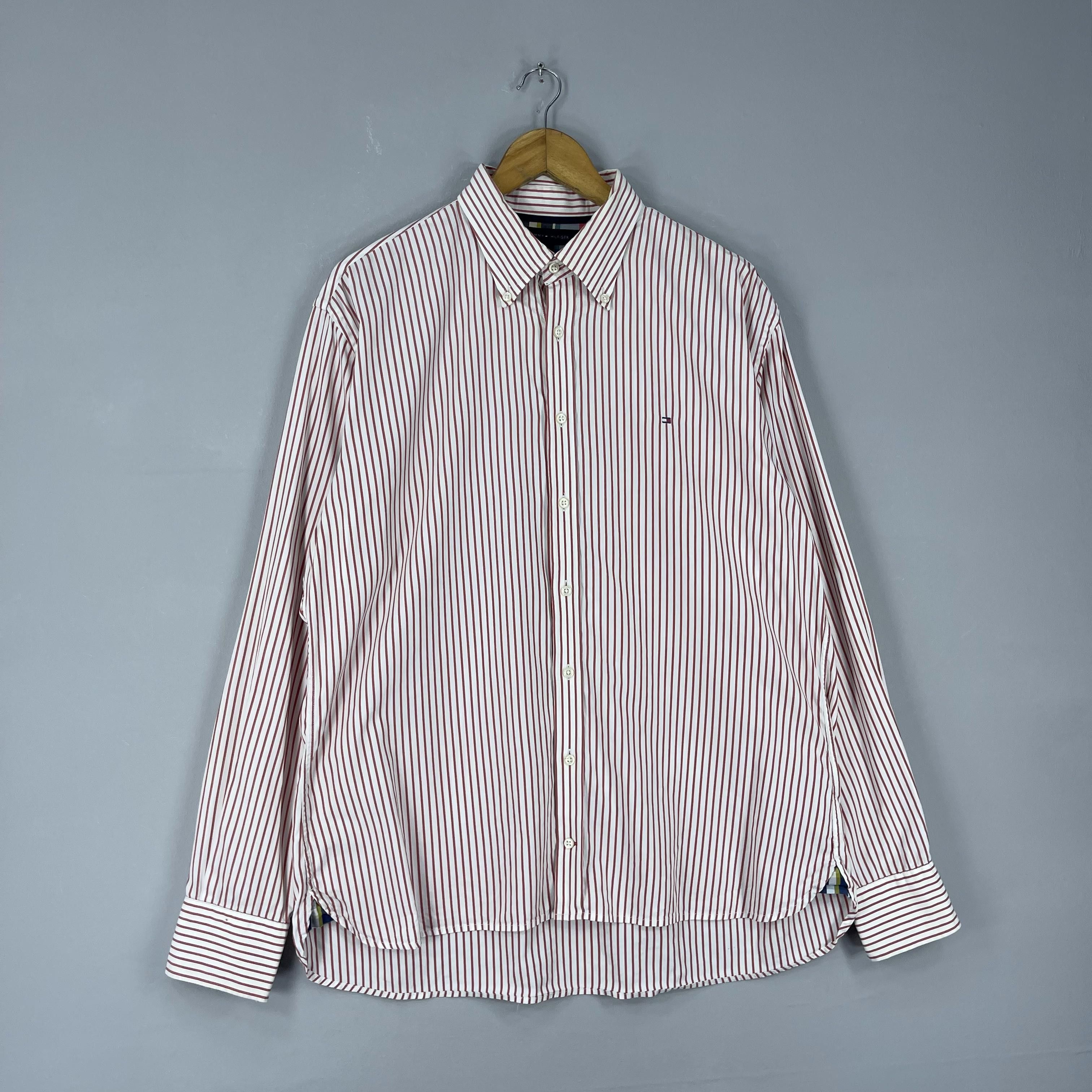 Tommy Hilfiger Vintage TOMMY HILFIGER Vertical Red/White Stripes Flannel Size US M / EU 48-50 / 2 - 4 Thumbnail