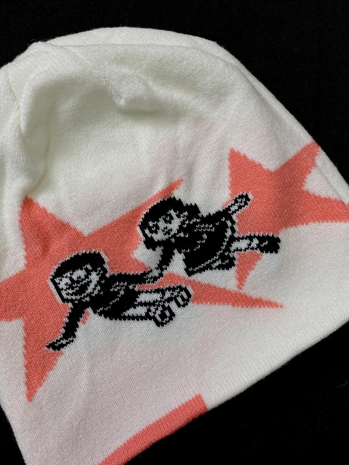 Japanese Brand Y2k Anime Pattern No Cuff Knit Reversible Beanie Hat White Size ONE SIZE - 7 Thumbnail