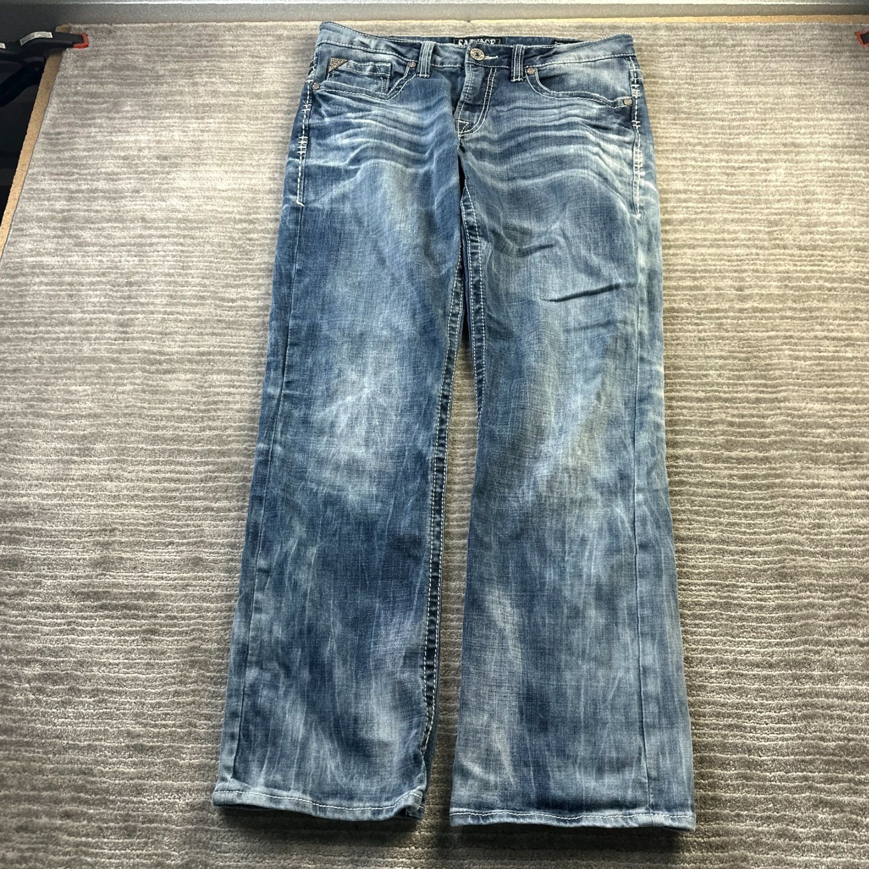 Vintage VINTAGE Buckle Buckle Salvage Jeans 33x31 Blue Denim Pants 5-Pocket Design Denim | Buckle Size US 33 - 2 Thumbnail