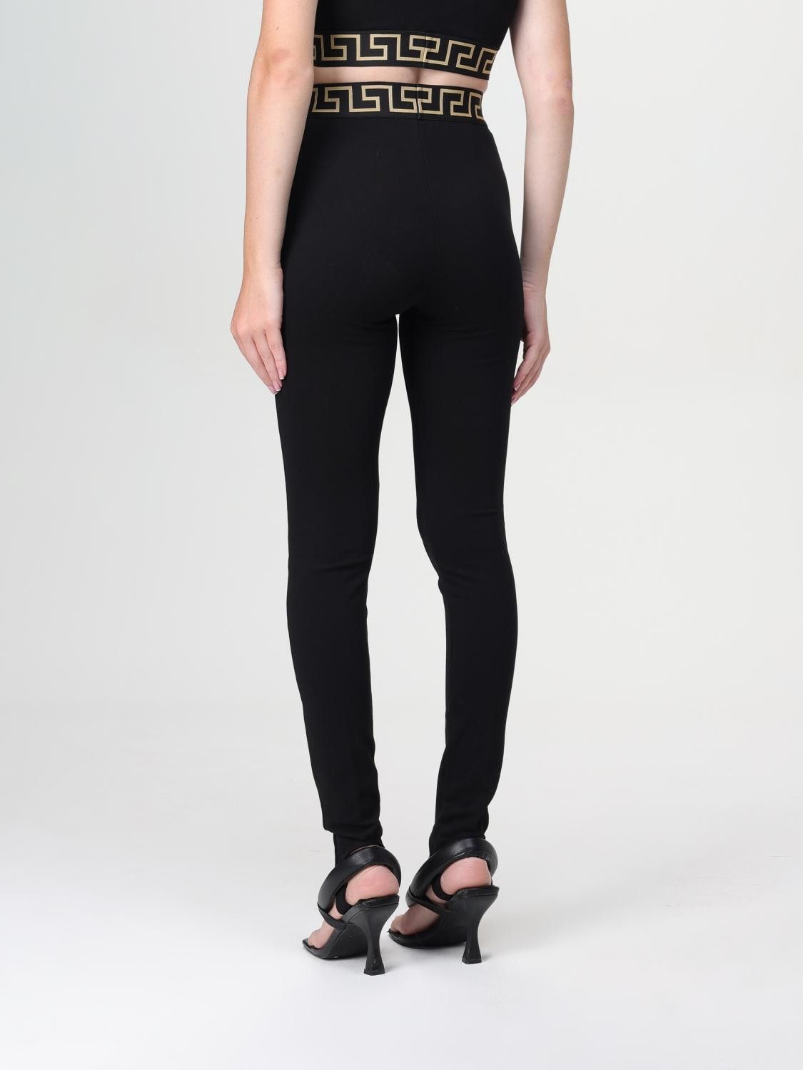 Versace o1s22i1n1024 Greek Band Stirrup Leggings in Black Size 28" / US 6 / IT 42 - 3 Thumbnail