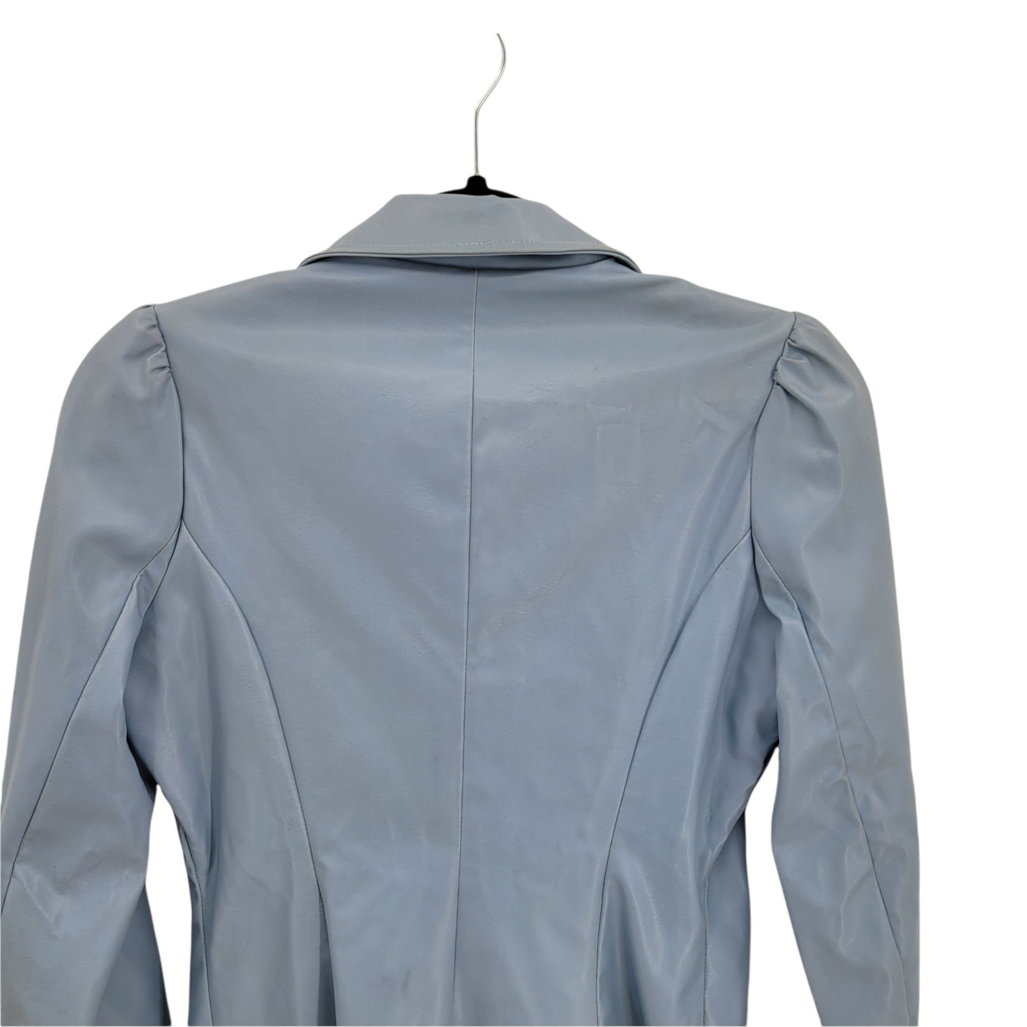 Vintage Vtg 80s Robin Egg Blue Faux Leather Blazer Jacket Sz M Puff Size M / US 6-8 / IT 42-44 - 6 Thumbnail