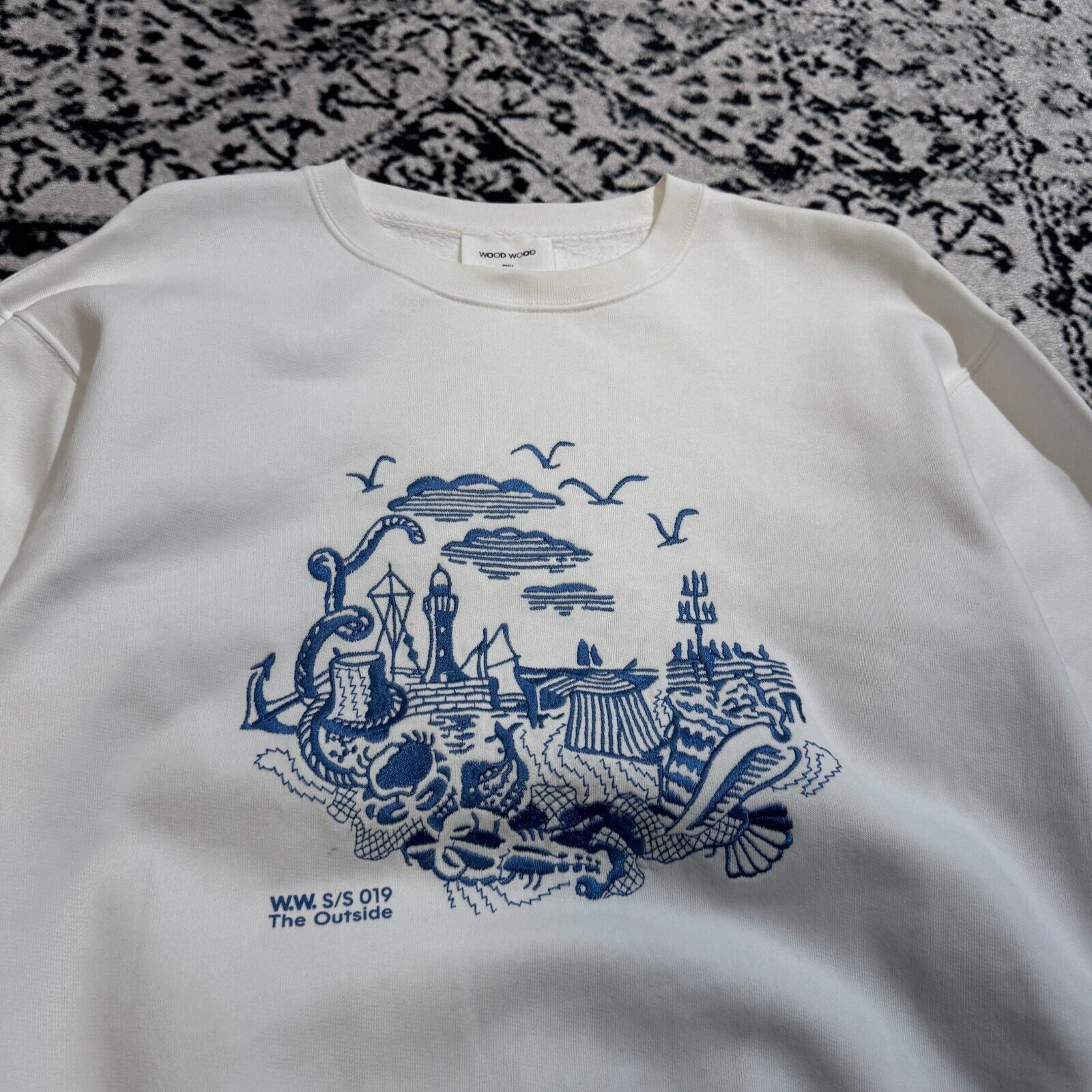 Vintage Vintage Wood White Cotton Crewneck Size S 90s Art Archive Size US S / EU 44-46 / 1 - 4 Thumbnail