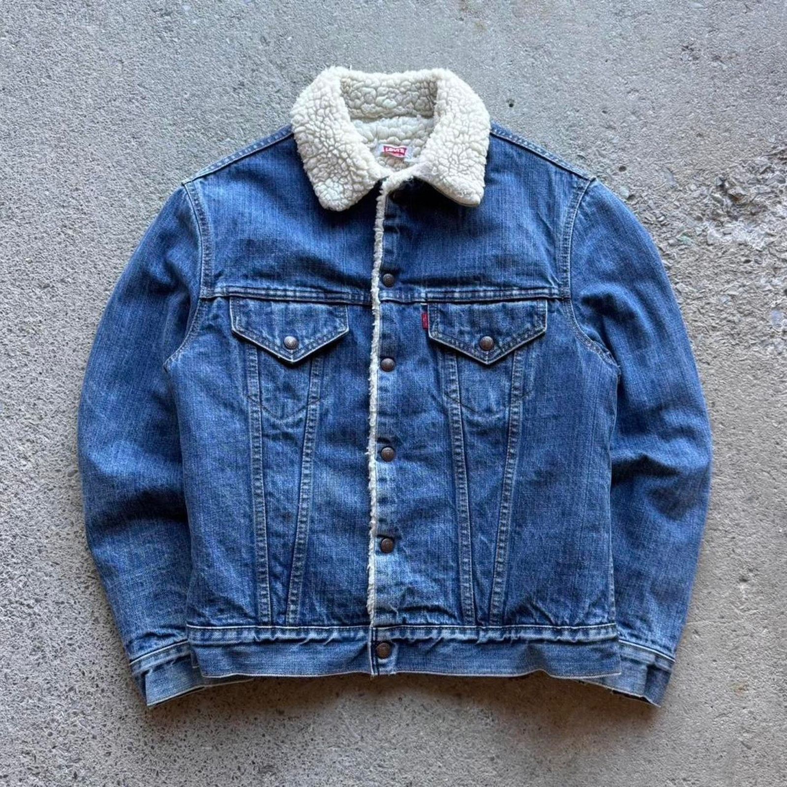Levi's 80s 90s Levi’s Sherpa Lined Denim Trucker Jacket Size US S / EU 44-46 / 1 - 1 Thumbnail