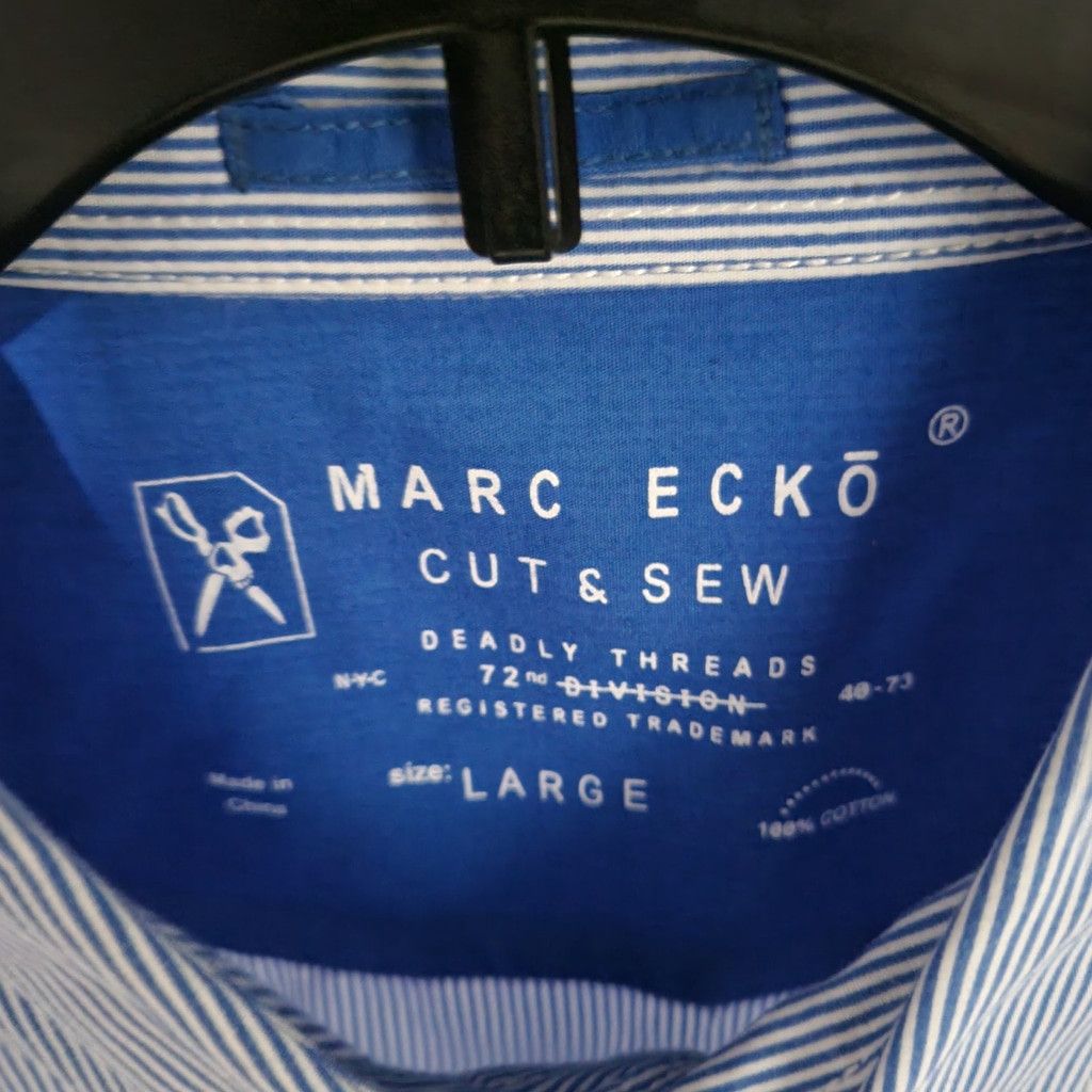 Marc Ecko Ecko Blue Short Sleeve Small Cotton Polyester Mans Dress Shi Size US L / EU 52-54 / 3 - 7 Thumbnail
