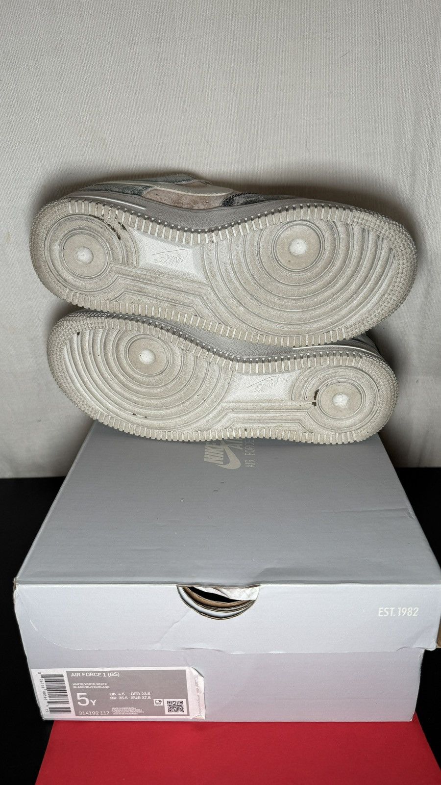 Nike Nike Air Force 1 Low “Marble” / White Grey Pattern (GS Sz 5) Size US 6.5 / IT 36.5 - 7 Thumbnail