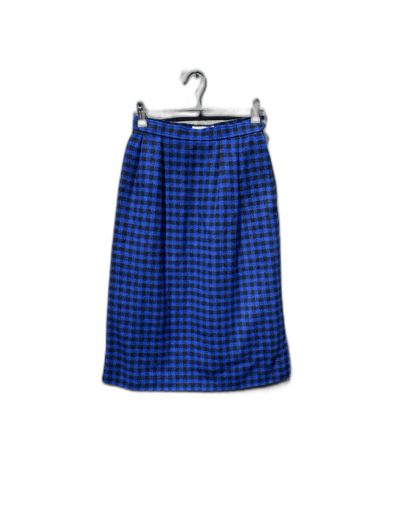 Yves Saint Laurent Blue Checkered Skirt Size M by YSL Size 23" - 1 Thumbnail