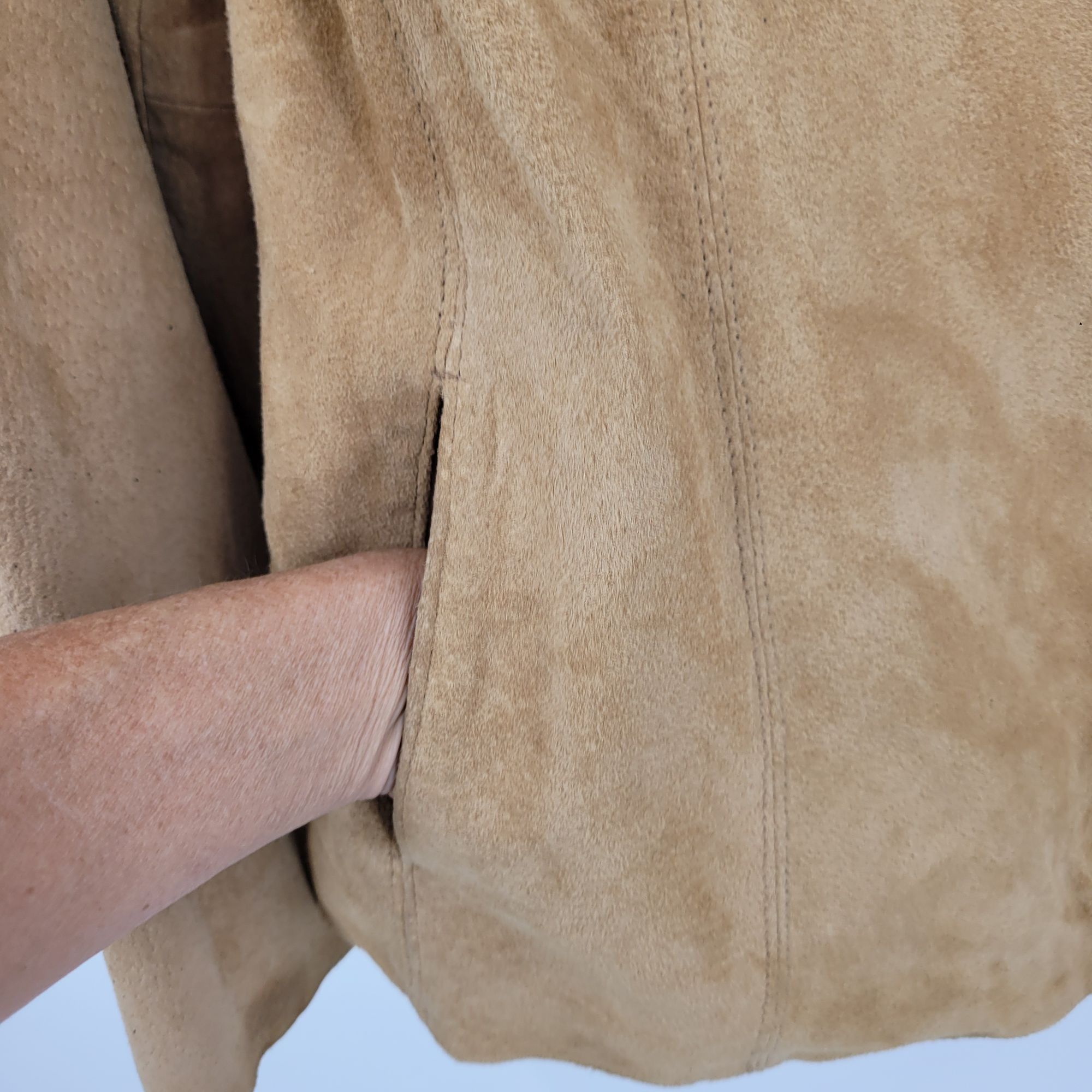 Vintage Vtg Womens Siena Camel Suede Genuine Leather Jacket Shacket Size L / US 10 / IT 46 - 6 Thumbnail