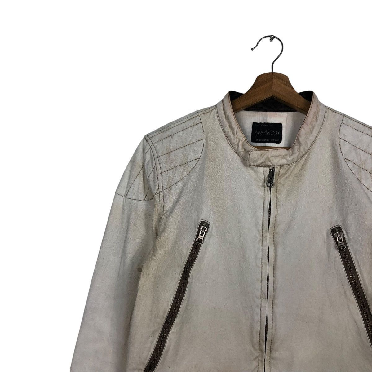 Japanese Brand 🔥CROPPED BIKER LEATHER JACKET COWHIDE GE/NOIL GENUINE WEAR Size US L / EU 52-54 / 3 - 9 Thumbnail