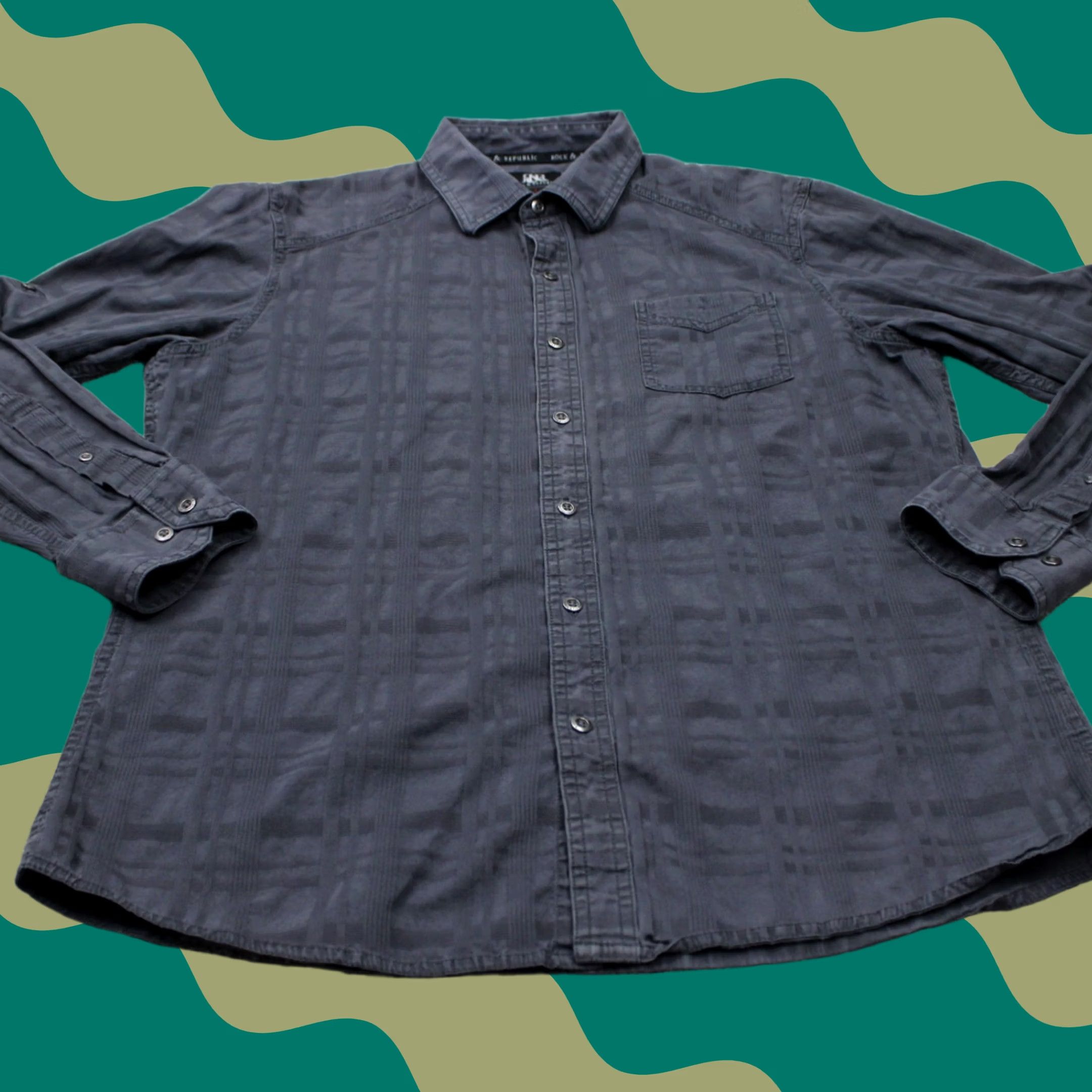 Vintage Rock & Republic Rock & Roll Tab Shirt Mens Large Gray Button Up Long Sleeve Cotton L/S Size US L / EU 52-54 / 3 - 1 Thumbnail