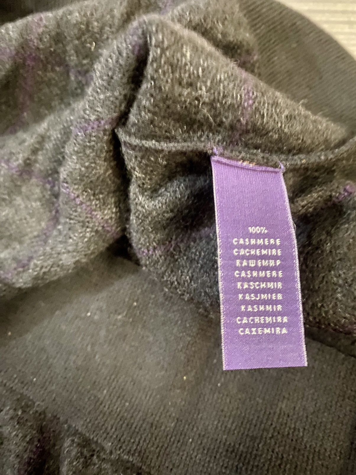 Ralph Lauren Purple Label RL Purple Label 🇮🇹 Black/Purple Check Cashmere V-neck XXL NWT Size US XXL / EU 58 / 5 - 6 Thumbnail