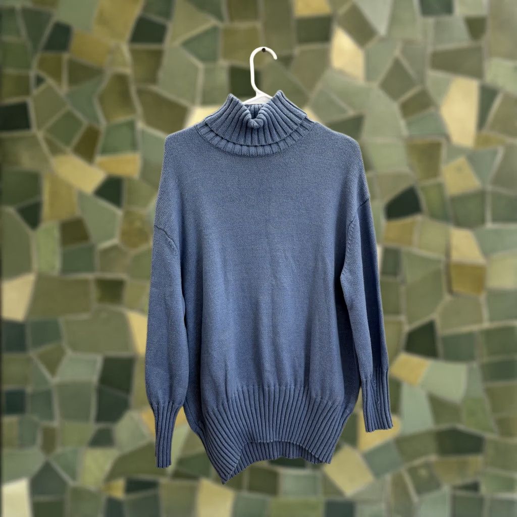 Vintage A New Day Sweater Shirt Women Large Blue Knit Turtleneck Pullover Casual... Size L / US 10 / IT 46 - 1 Thumbnail