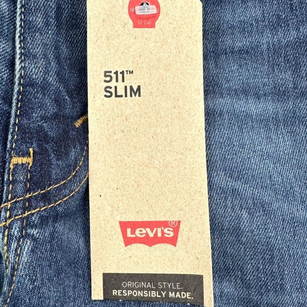 Levi's Levi's 511 Slim Fit Jeans Mens 30X32 Blue Distressed Red Tab 5 Pocket Stretch NEW Size US 30 / EU 46 - 7 Thumbnail