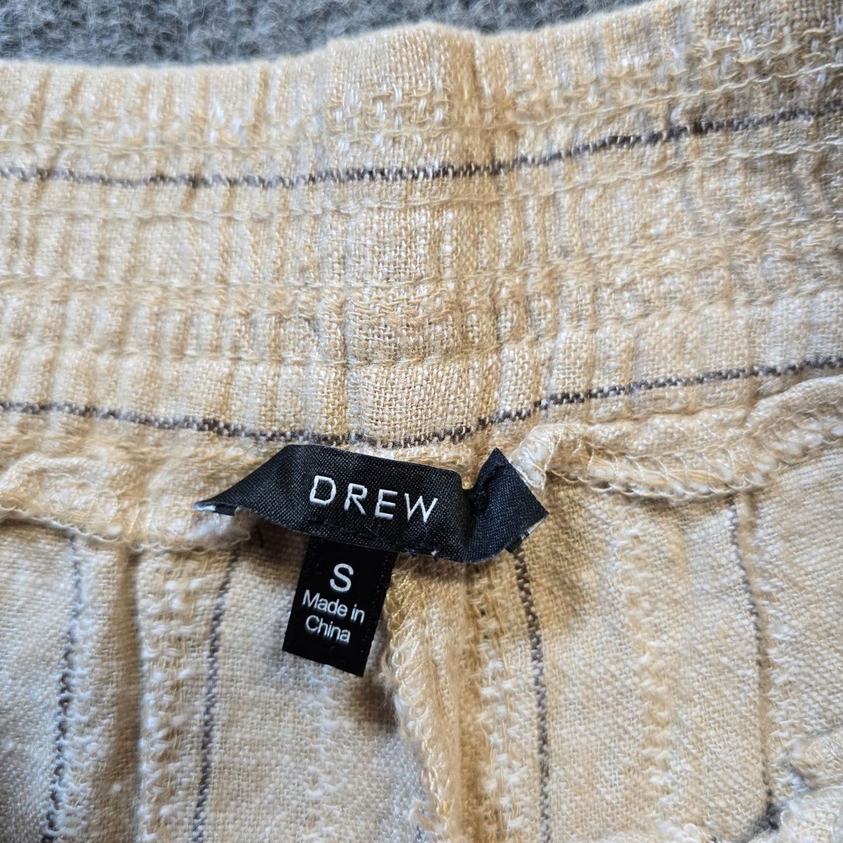 Drew Drew Pants Womens Size S Beige Striped Linen Wide-Leg Pull On Casual Beachy Size 28" / US 6 / IT 42 - 4 Thumbnail