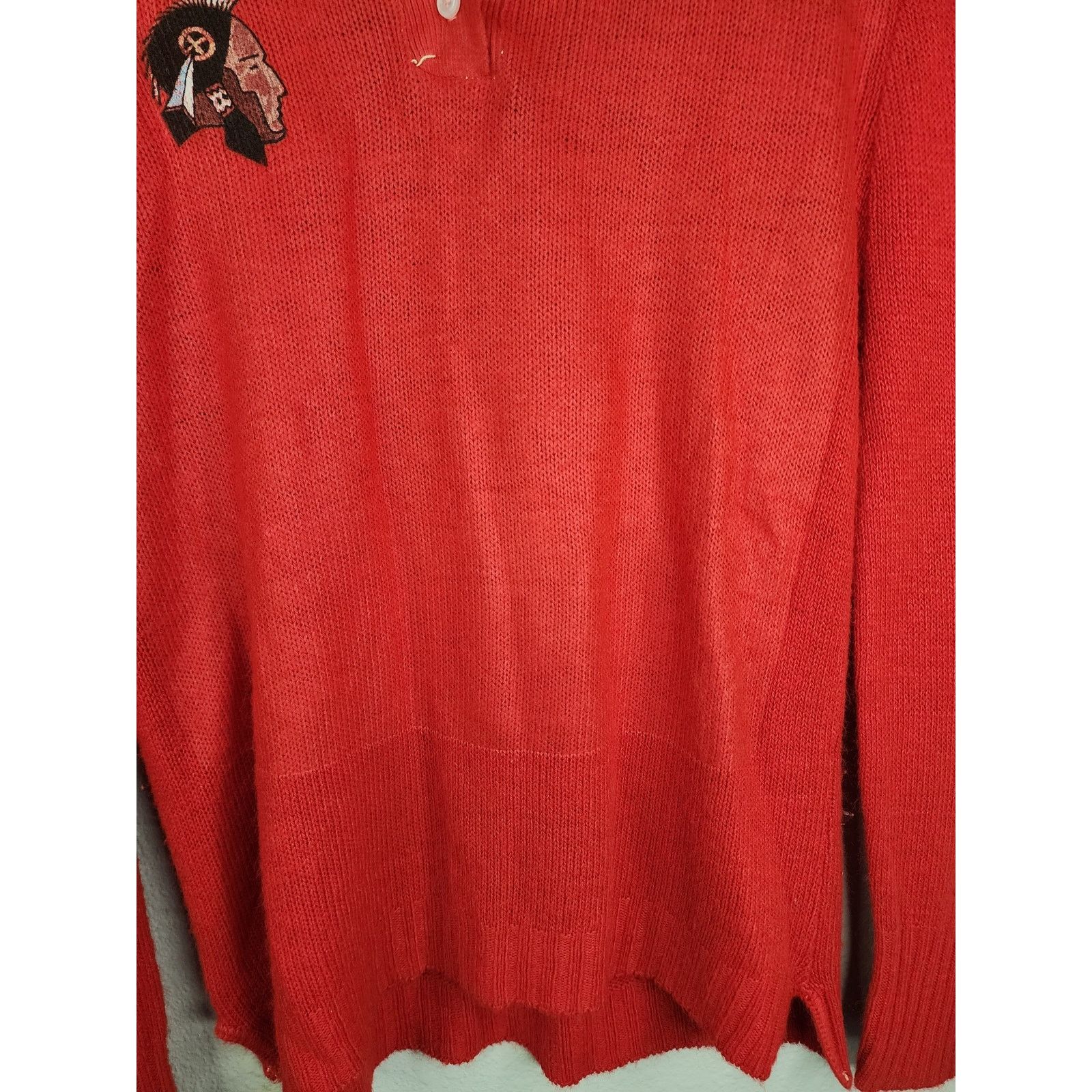 Vintage Vintage Native American Sweater Graphic Red Collared 80s Size US M / EU 48-50 / 2 - 3 Thumbnail