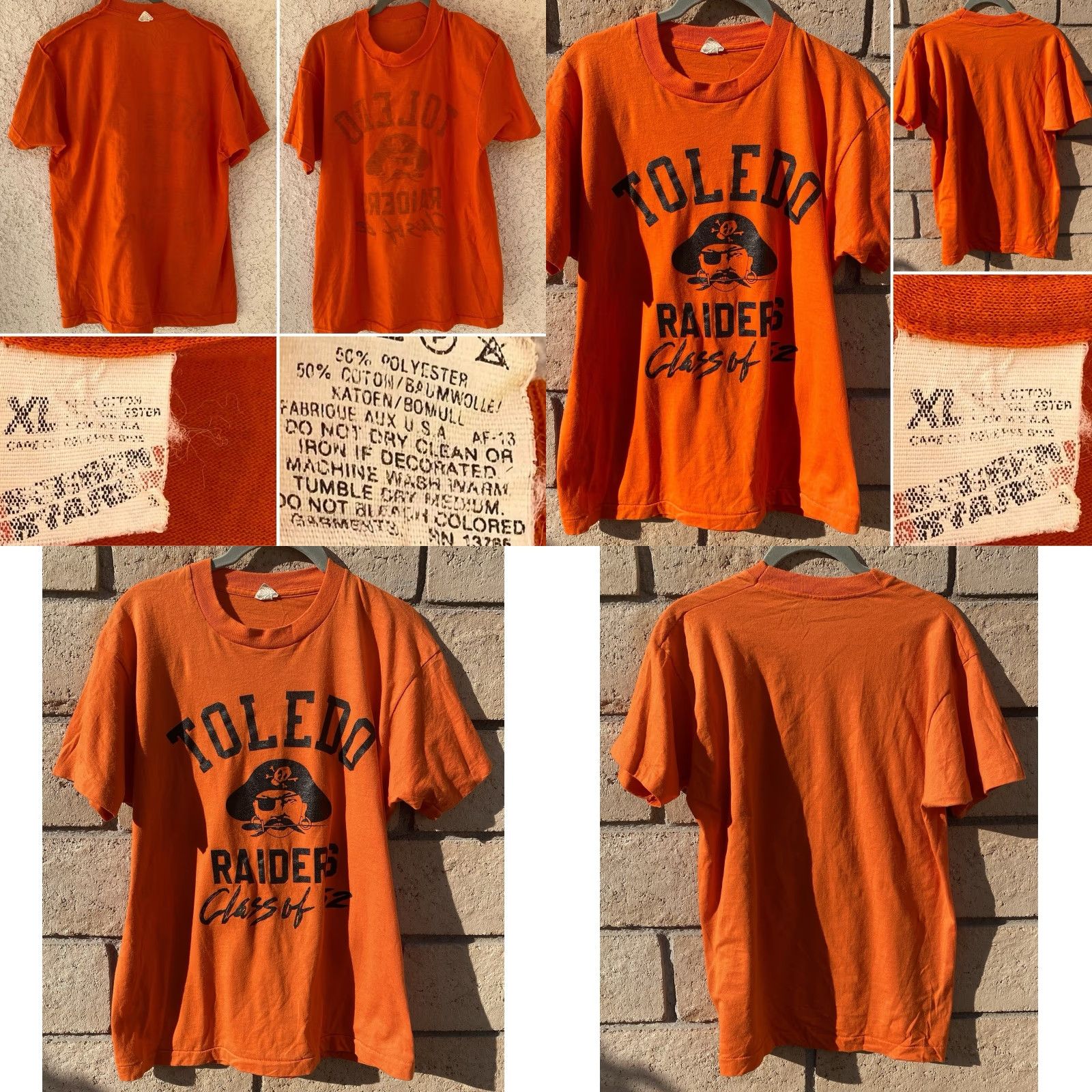 Vintage VINTAGE Screen Stars Toledo Raiders Pirate Class of 52 T Shirt Orange XL Mens Graphic Tee 1980s Size US XL / EU 56 / 4 - 9 Thumbnail