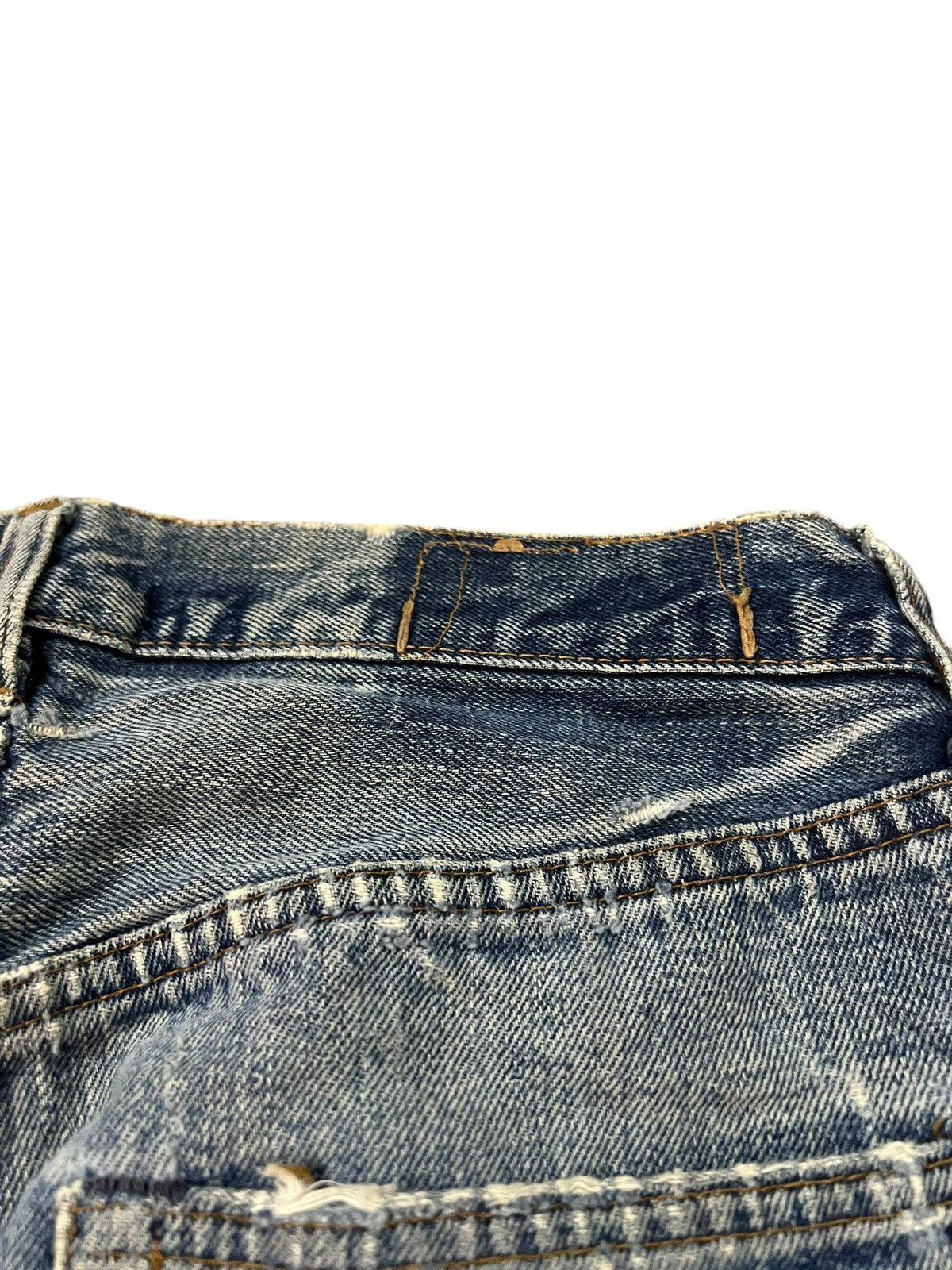 Levi's 70’s Distressed Thrashed Levis 501 Selvedge Rindem button#6 Size US 29 - 19 Thumbnail