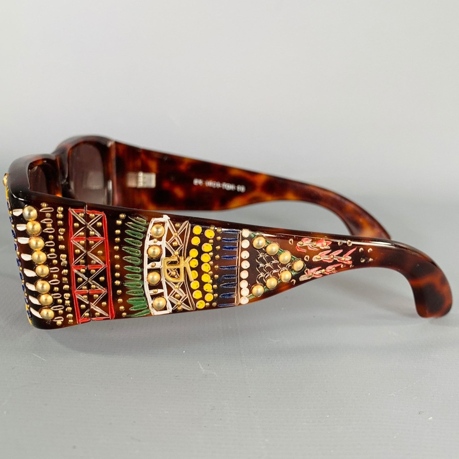 Emmanuelle Khanh Brown Multicolour Studded Acetate Sunglasses Size ONE SIZE - 4 Thumbnail