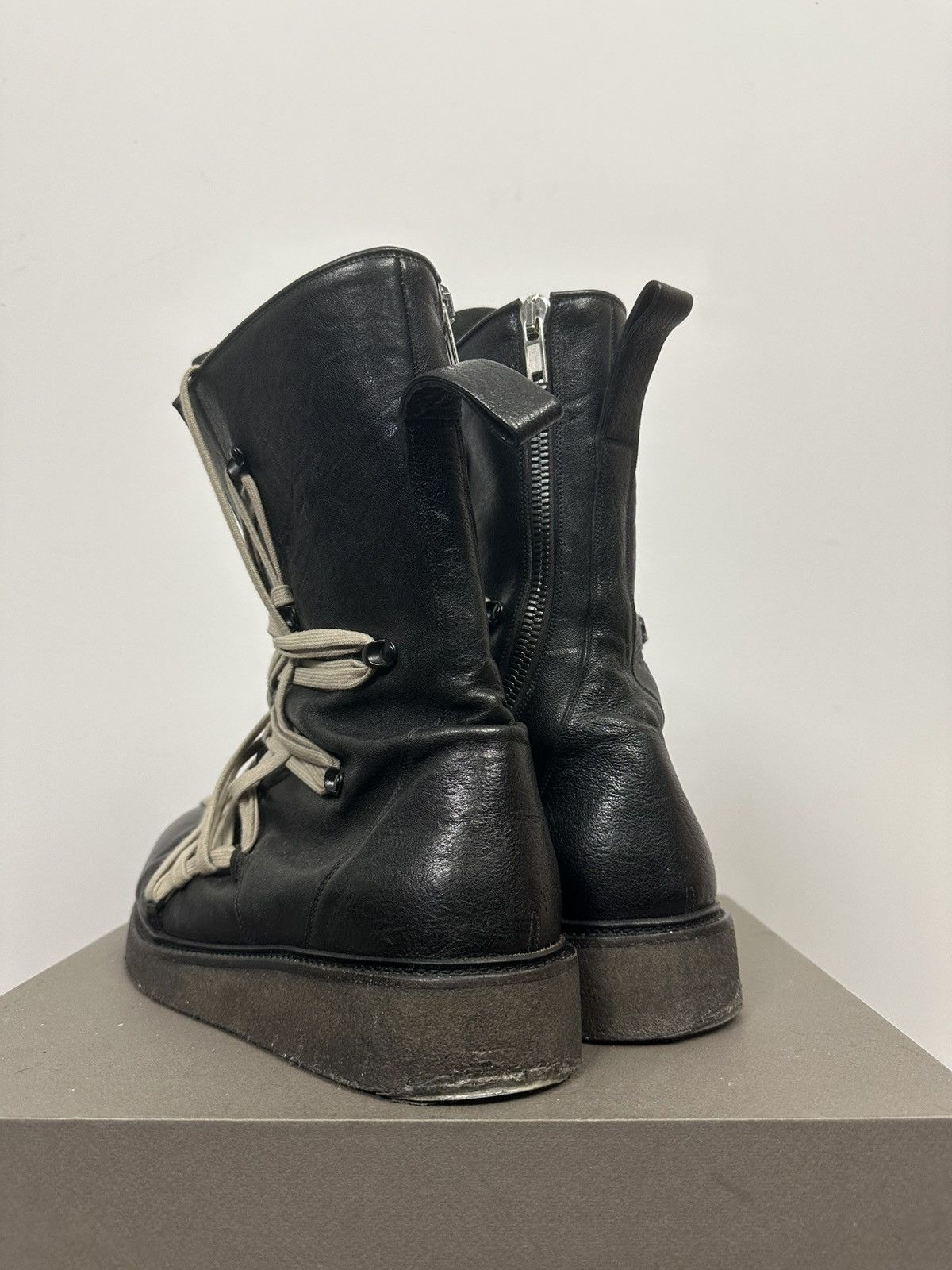 Rick Owens SS20 ‘TECUATL’ Megalace Pentalace Crepe Sole Boots Size US 13 / EU 46 - 4 Thumbnail