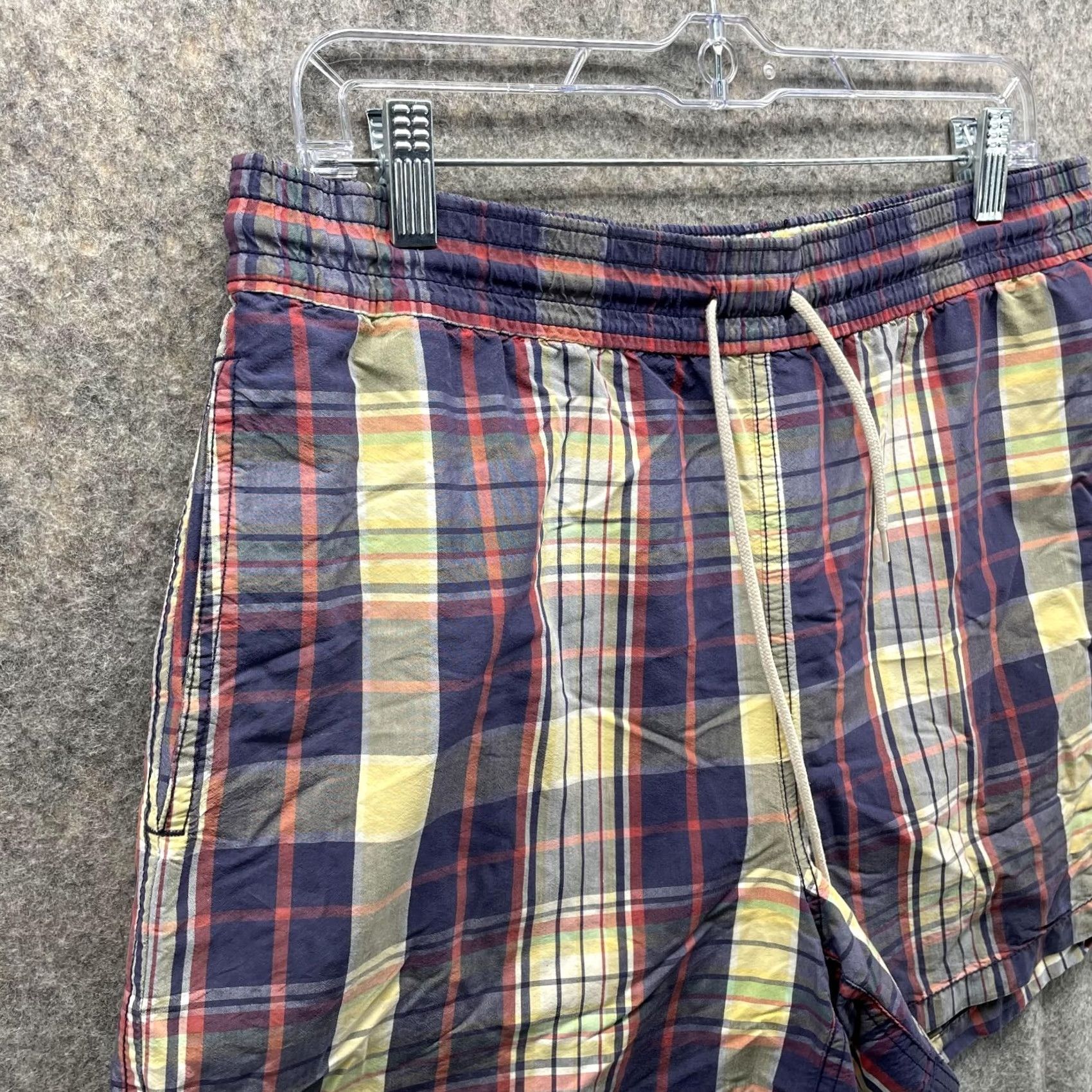 Polo Ralph Lauren VINTAGE Polo Ralph Lauren Shorts Men Medium Blue Red Madras Plaid Swim Trunks 90s Mens M Blue Plaid shorts Size US 31 - 3 Thumbnail