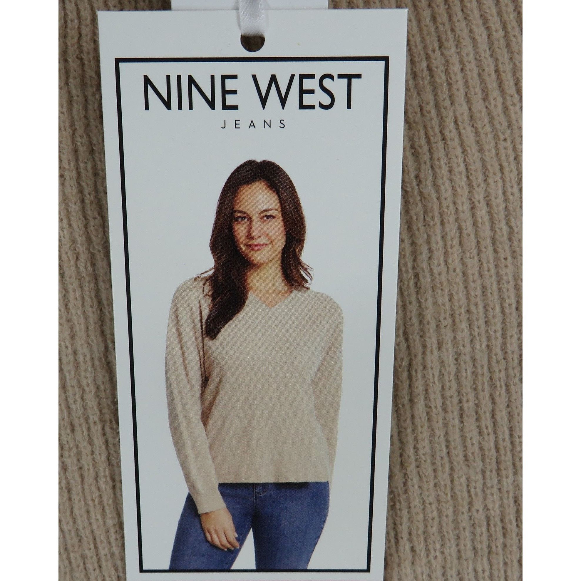 Nine West Nine West Women's Almondine V-Neck Sweater XL Ribbed Knit N Size XL / US 12-14 / IT 48-50 - 3 Thumbnail