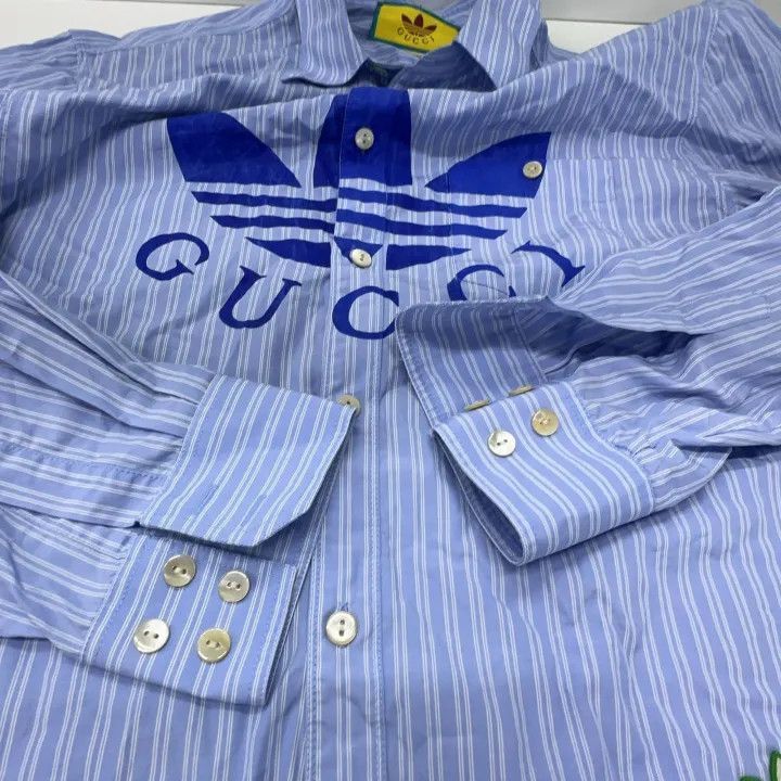Gucci Gucci Gucci x Adidas Striped Logo Long Sleeve Shirt -2506 Size US XL / EU 56 / 4 - 9 Thumbnail
