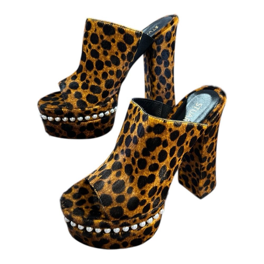 Stuart Weitzman Stuart Weitzman Skyhigh 145 Pearl Slide Calf Hair Leopard Size US 8.5 / IT 38.5 - 2 Thumbnail