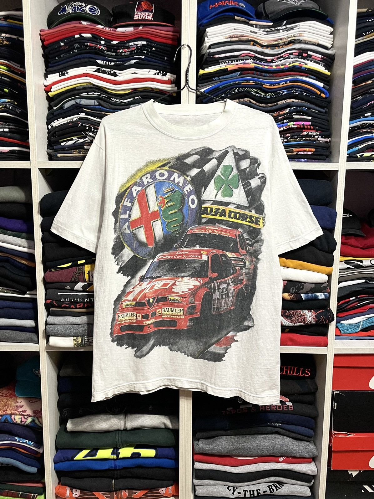Vintage Vintage 90s Alfa Romeo Corse Over Print Racing T-Shirt Size US L / EU 52-54 / 3 - 1 Thumbnail
