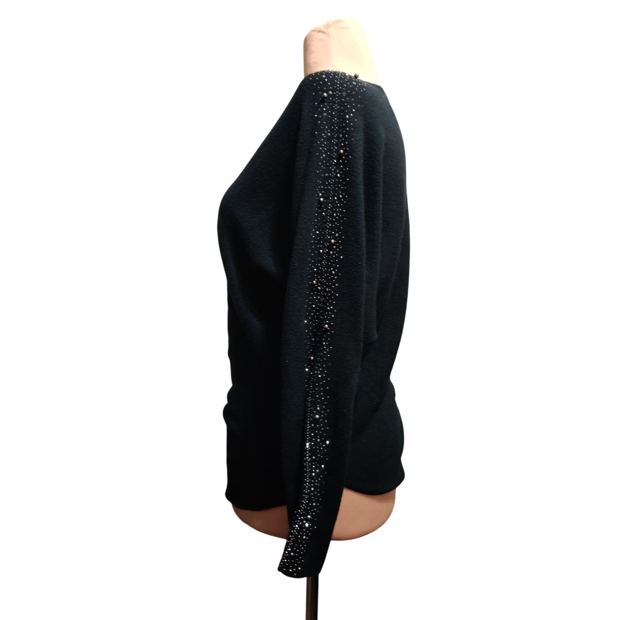Other Vila Milano Black Sweater Size L Bead Rhinestone Embellished Size L / US 10 / IT 46 - 4 Thumbnail