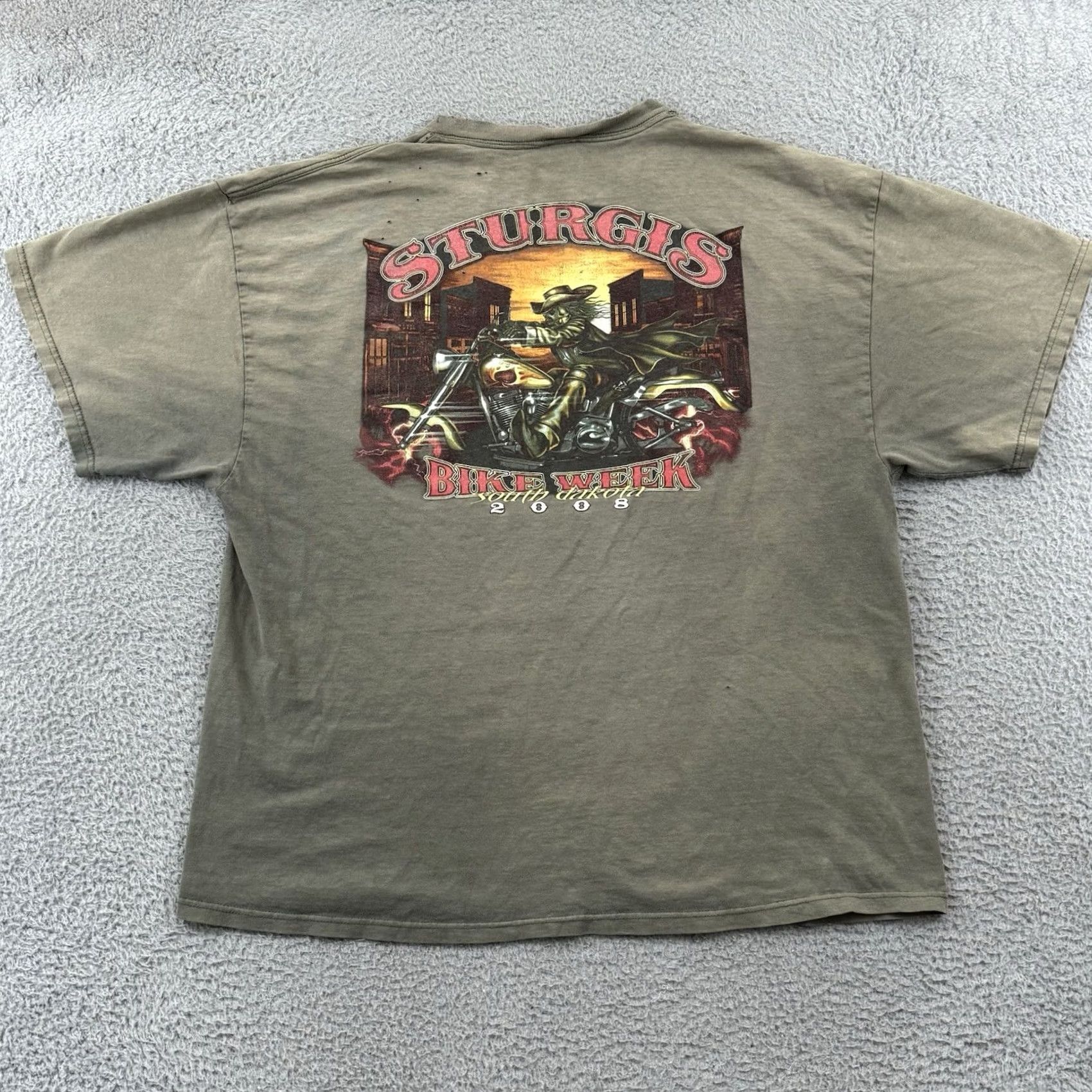 Delta VINTAGE Bike Week Shirt Mens 2XL Faded Motorcycle Biker Short Sleeve Skull USA Shirt Size US XXL / EU 58 / 5 - 2 Thumbnail
