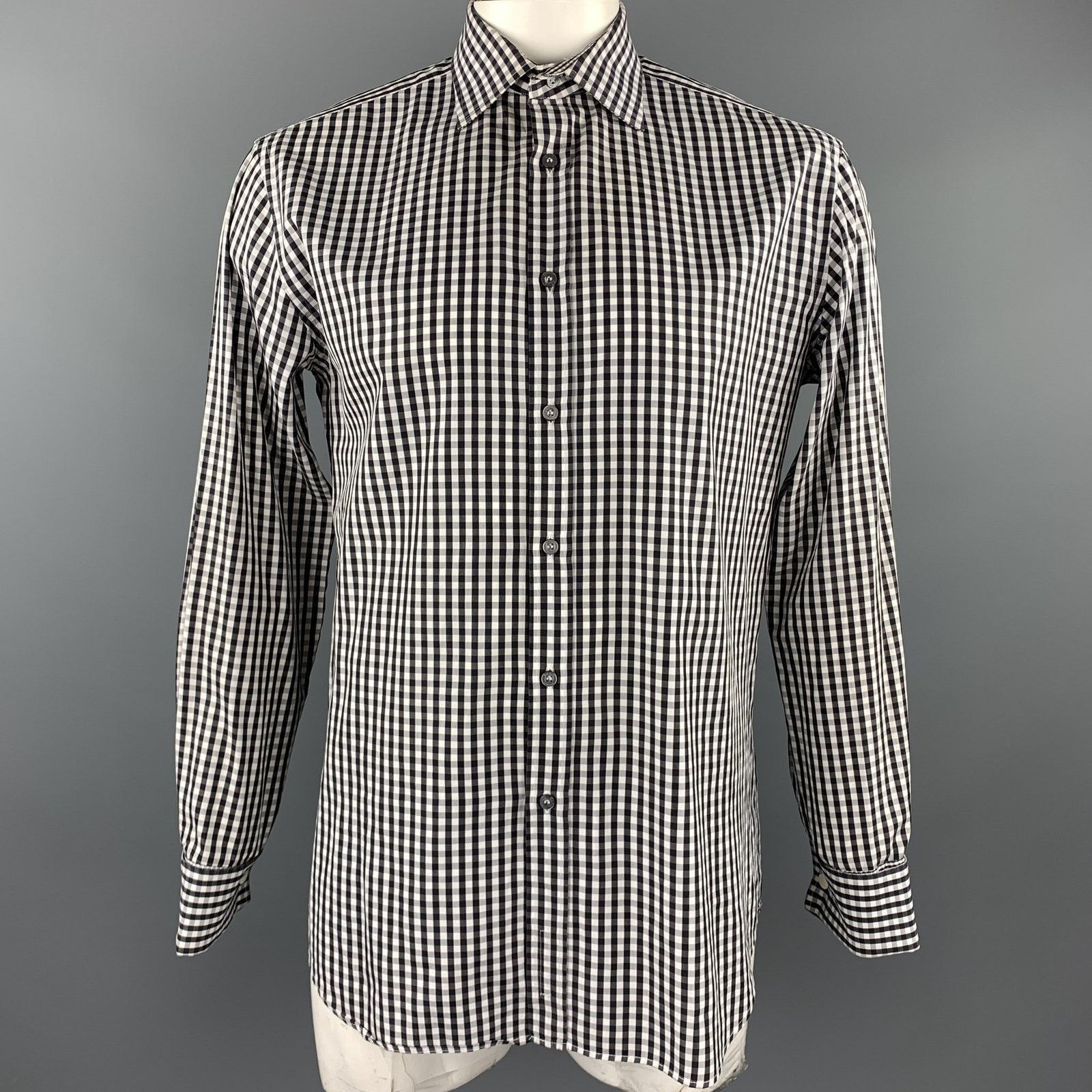 Paul Smith PAUL SMITH Size L Checkered French Cuff Long Sleeve Shirt Size US L / EU 52-54 / 3 - 1 Thumbnail