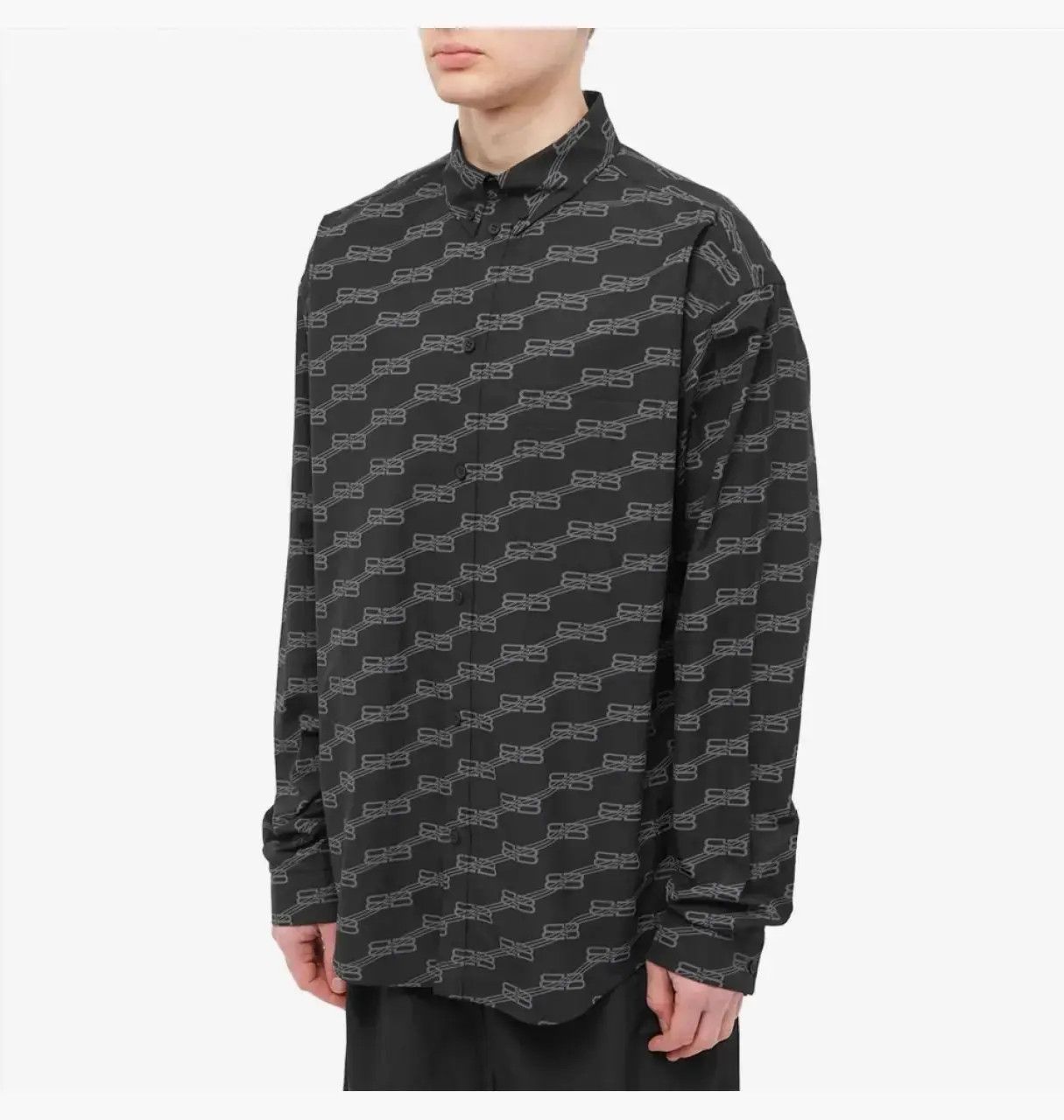 Balenciaga o1bcso1str0625 BB Monogram Long Sleeve Shirt Large Fit Grey Size US XS / EU 42 / 0 - 2 Thumbnail