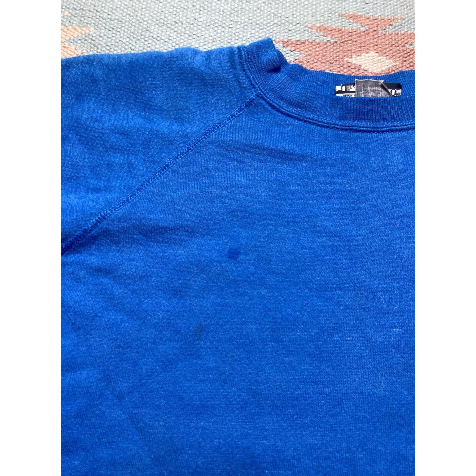 Tultex VINTAGE 80s Tultex USA Raglan Blue Crewneck Sweatshirt XL Size US XL / EU 56 / 4 - 4 Thumbnail