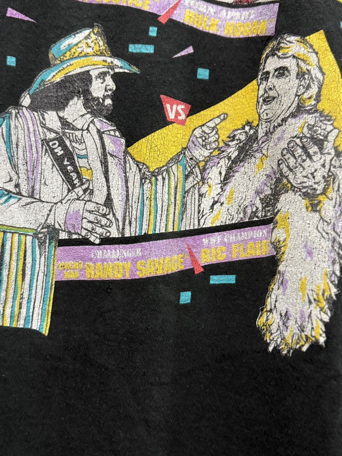 Vintage 90s Wrestle Mania Ric Flair Randy Savage Hulk Hogan Faded Size US XL / EU 56 / 4 - 4 Thumbnail