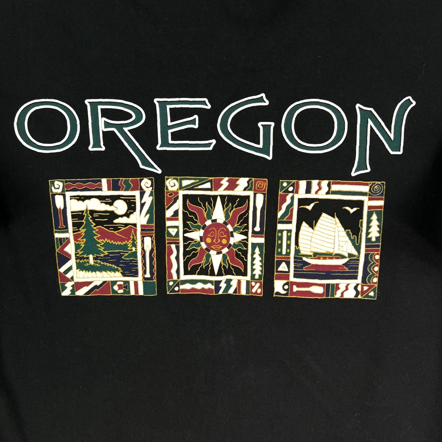 Vintage Oregon Graphic T Shirt Mens XL Black Short Sleeve BVD Tag Size US XL / EU 56 / 4 - 2 Thumbnail