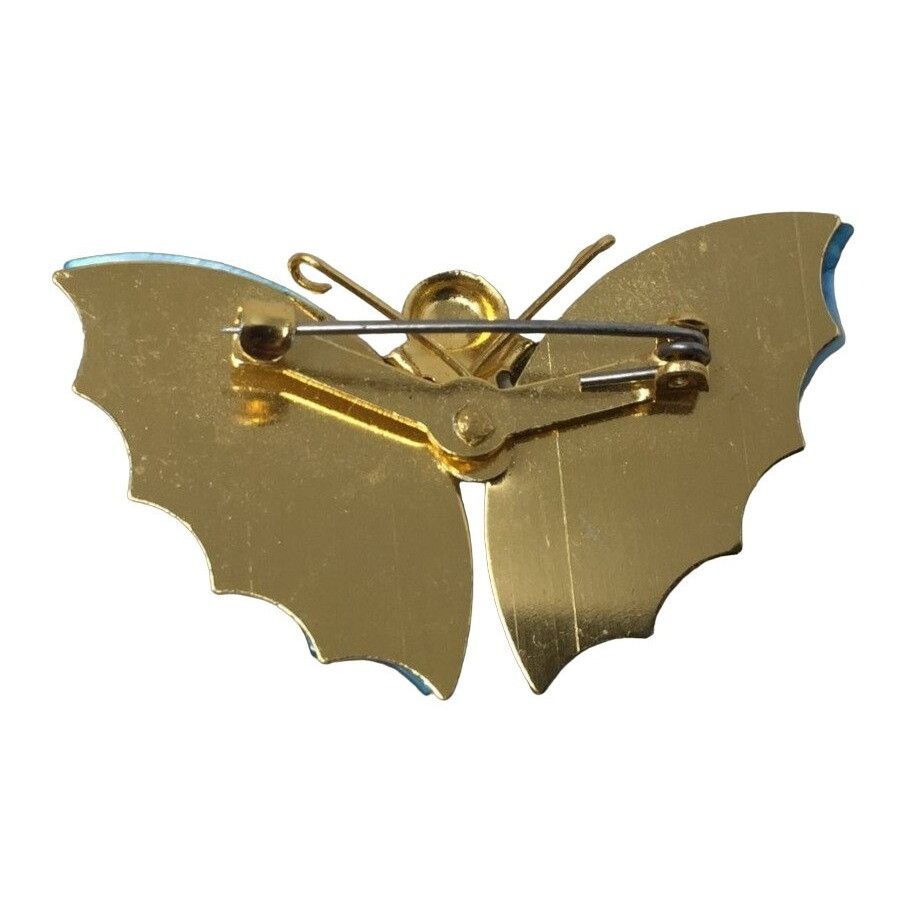 Other Vintage 1970s Blue Butterfly Shell Gold Tone Brooch Size ONE SIZE - 3 Thumbnail