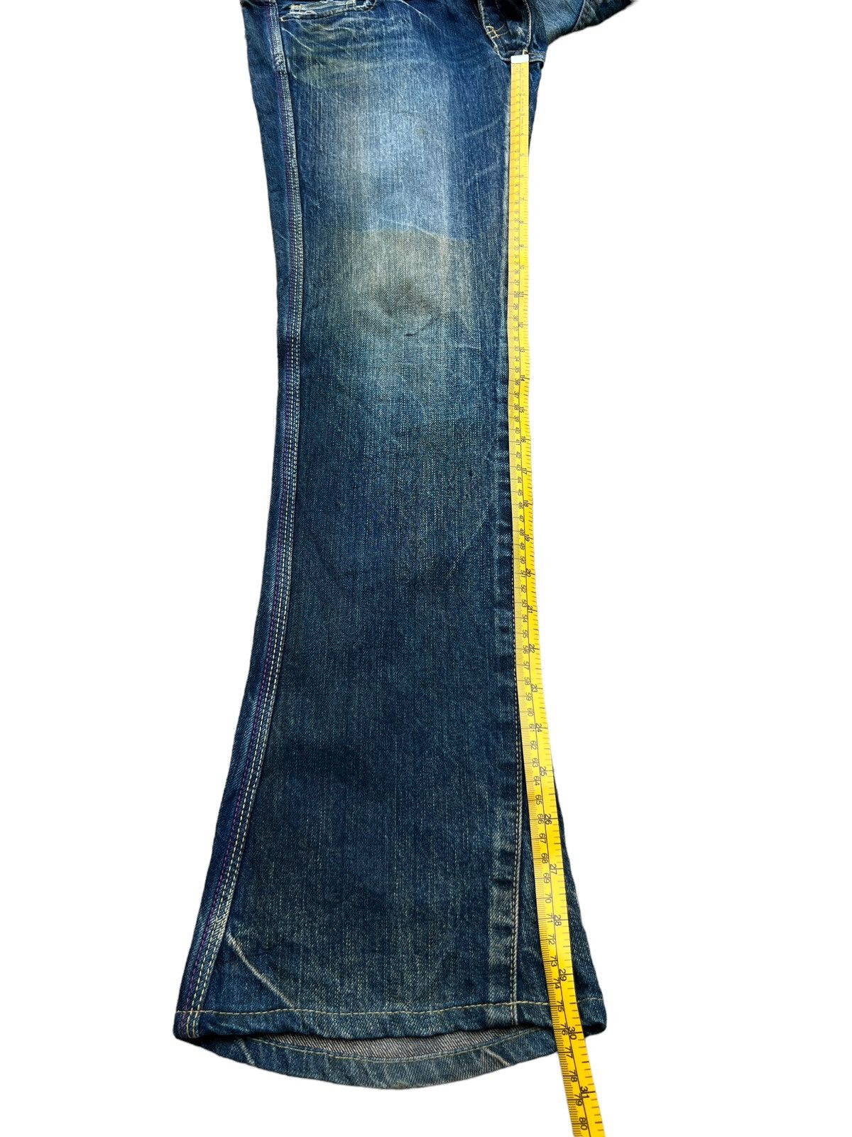 Japanese Brand Flare Sly Japanese Distressed Low Rise Denim Jeans 31x30 Size 31" - 13 Thumbnail