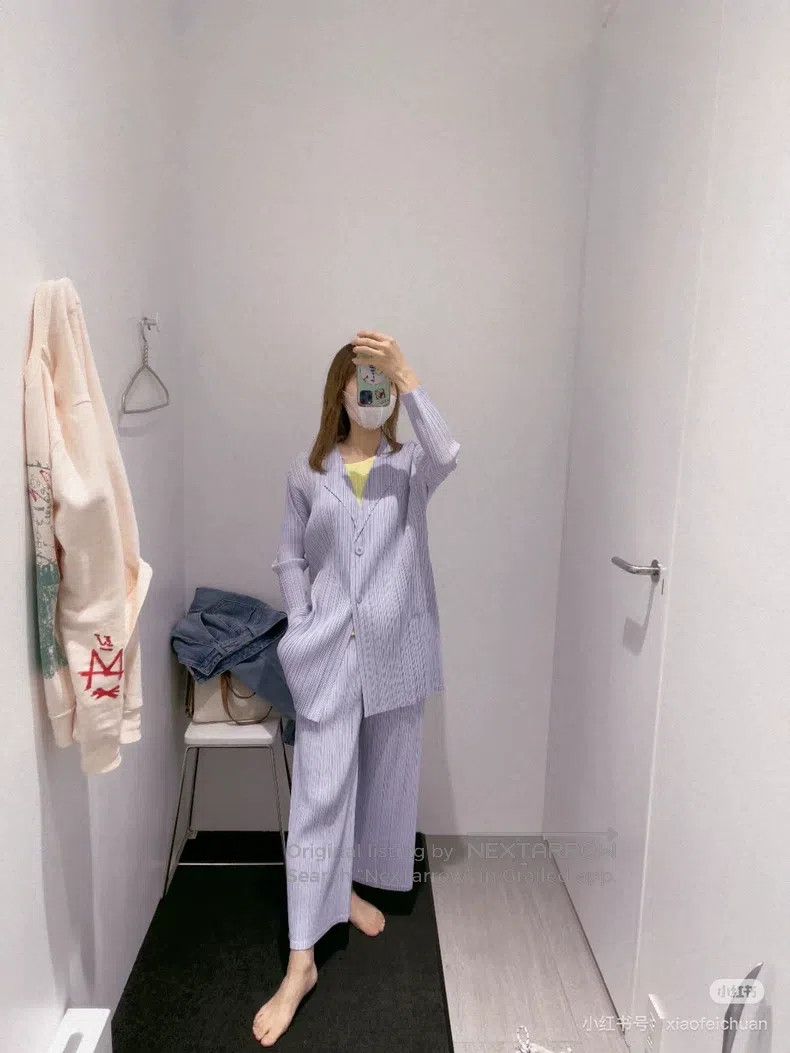 Issey Miyake Issey Miyake Light Blue Straight Wide-leg Trousers Size 25" / US 0 / IT 36 - 7 Thumbnail