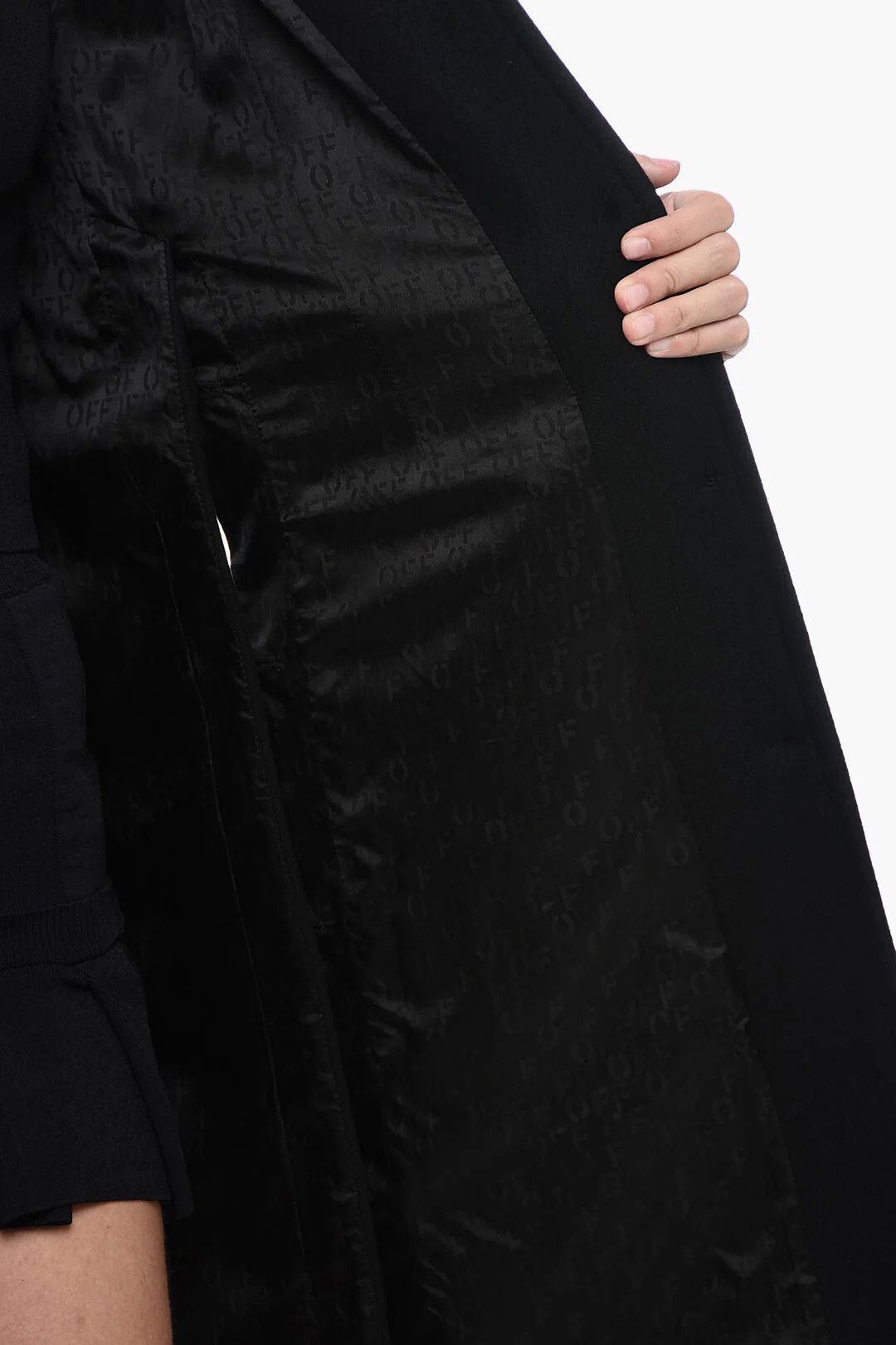 Off-White og1mm0426 Wool-Blend Flared Coat in Black Size XS / US 0-2 / IT 36-38 - 5 Thumbnail