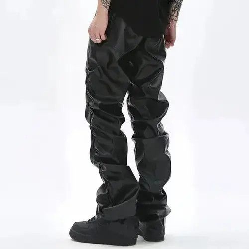 VIBE Loose Ruched Casual PU Leather Pant Size US 32 / EU 48 - 3 Thumbnail