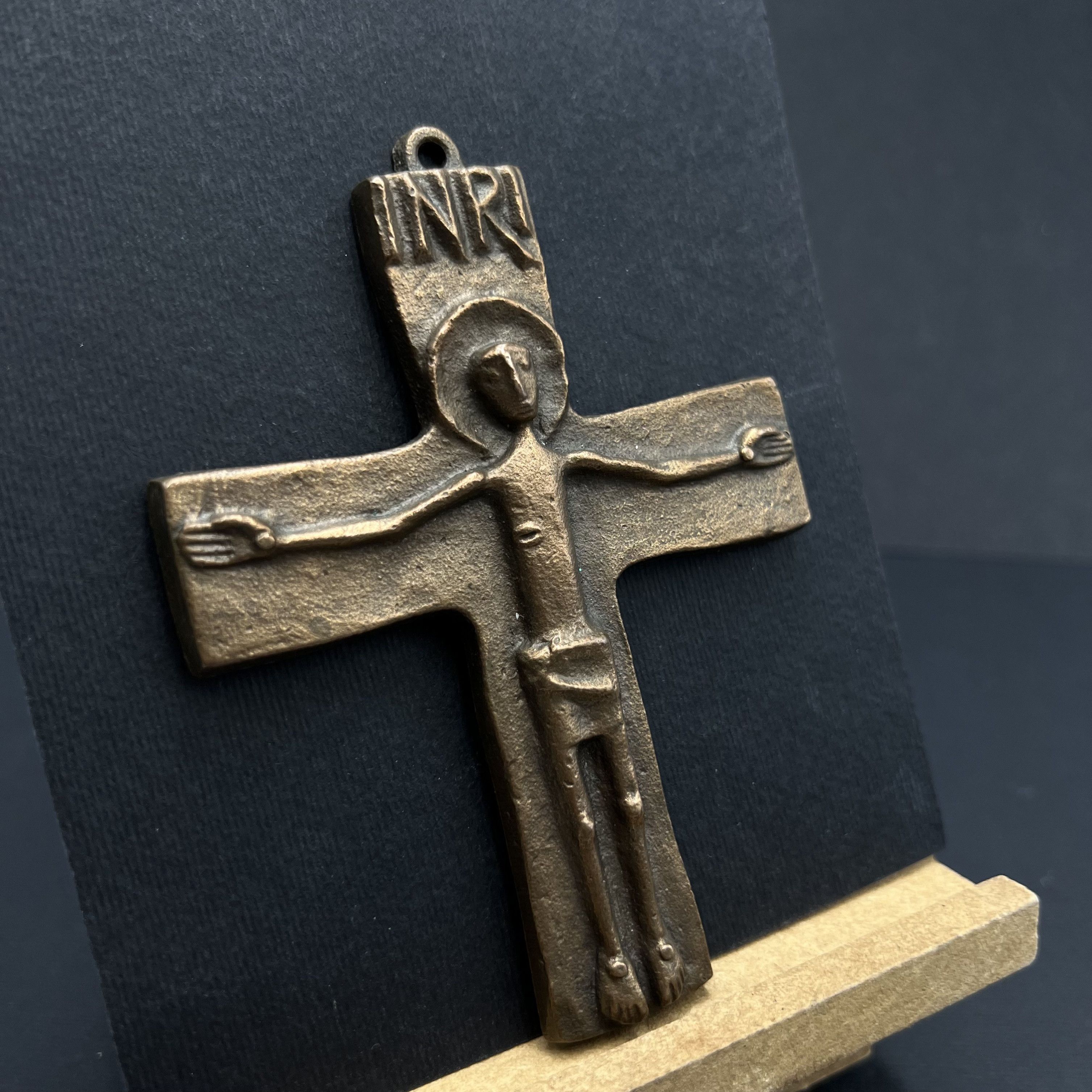 Vintage Vintage 1970s Bronze Wall Crucifix INRI – West Germany Size ONE SIZE - 4 Thumbnail